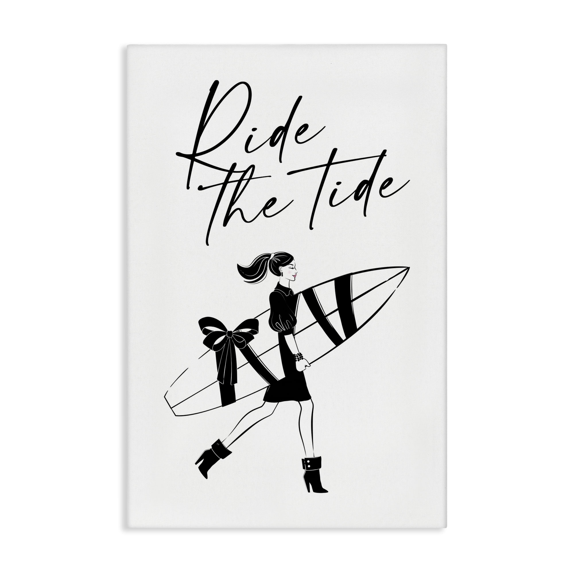 Stupell Industries Ride The Tide Surfer Novelty Painting Gallery Wrapped Canvas Art Print Wall Art, 20 x 30