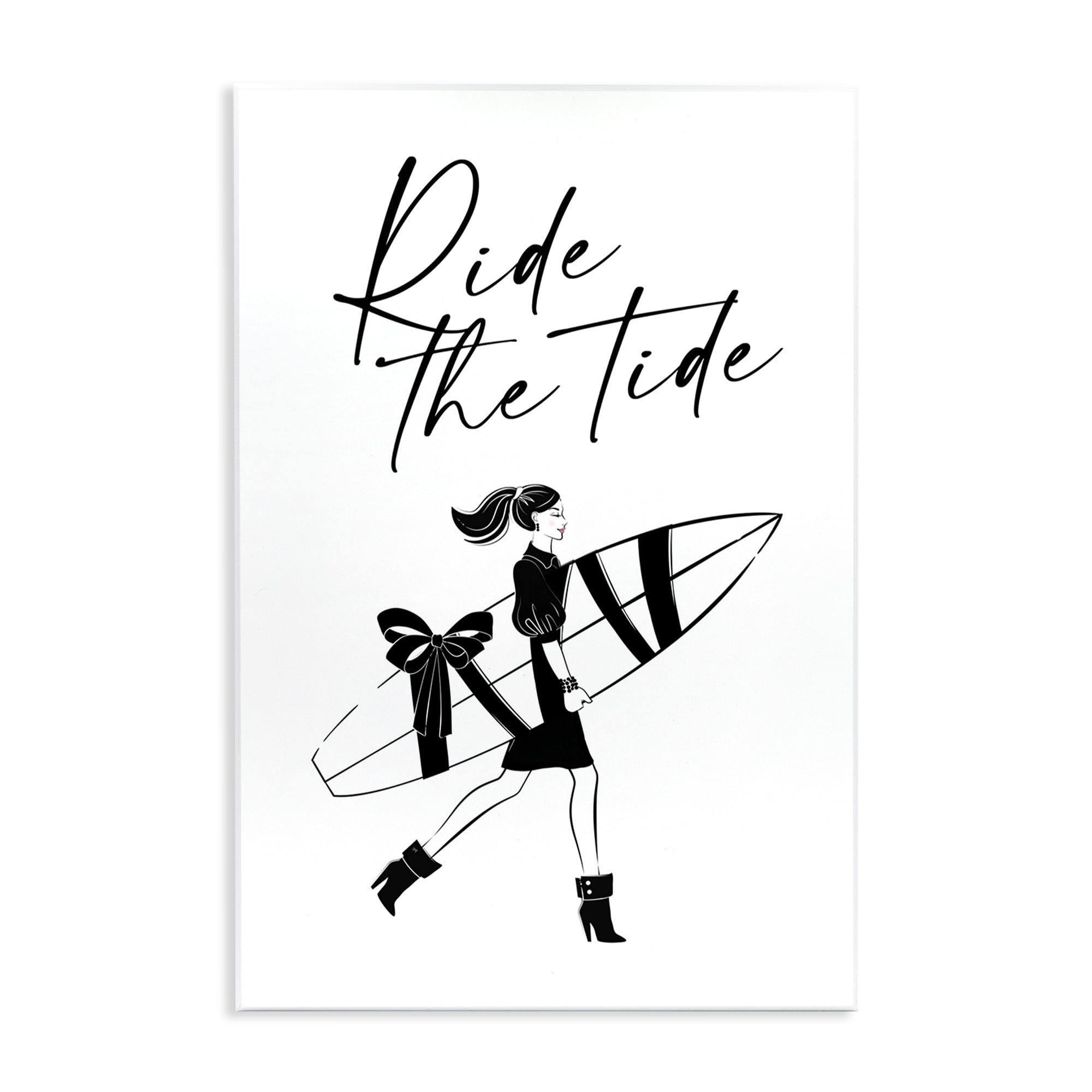 Stupell Industries Ride The Tide Surfer Novelty Painting Unframed Art Print Wall Art, 10 x 15