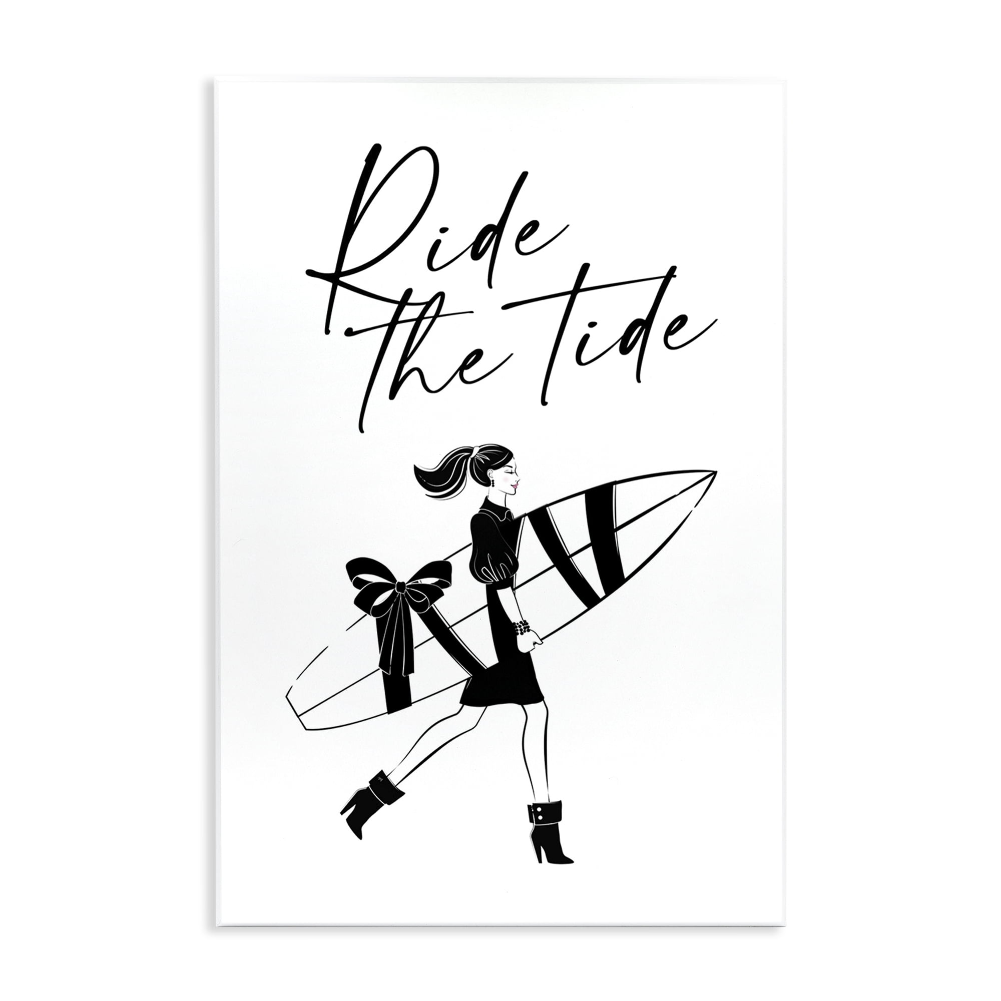 Stupell Industries Ride The Tide Surfer Novelty Painting Unframed Art Print Wall Art, 13 x 19