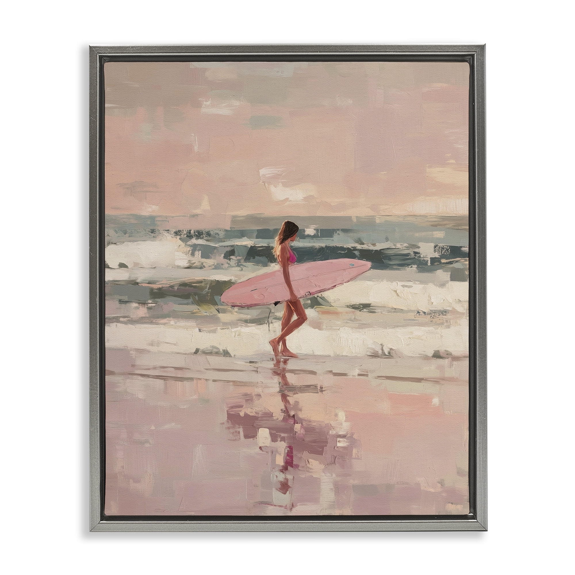 Stupell Industries Rider Of The Waves Gray Framed Floater Canvas Wall Art, design by Svetlana Aleynikova