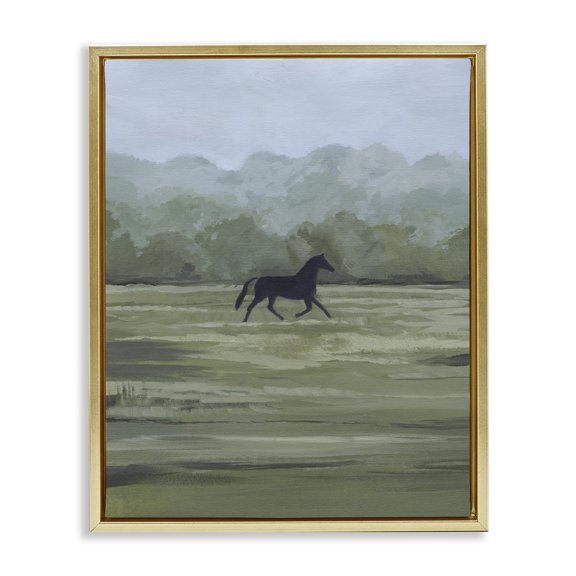 Stupell Industries Rider's Shadow Horse Landscape & Nature Painting Gold Floater Framed Canvas Art Print Wall Art, 17 x 21