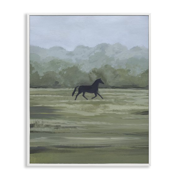 Stupell Industries Rider's Shadow Horse Landscape & Nature Painting White Framed Art Print Wall Art, 24 x 30