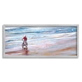 thumbnail image 1 of Stupell Industries Riding Bike Along Ocean Shore Beach Waves Painting Gray Framed Art Print Wall Art, Design by Tom Mielko, 1 of 5