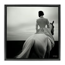 Stupell Industries Riding Horse into Horizon People Painting Black Floater Framed Canvas Art Print Wall Art, 18 x 18