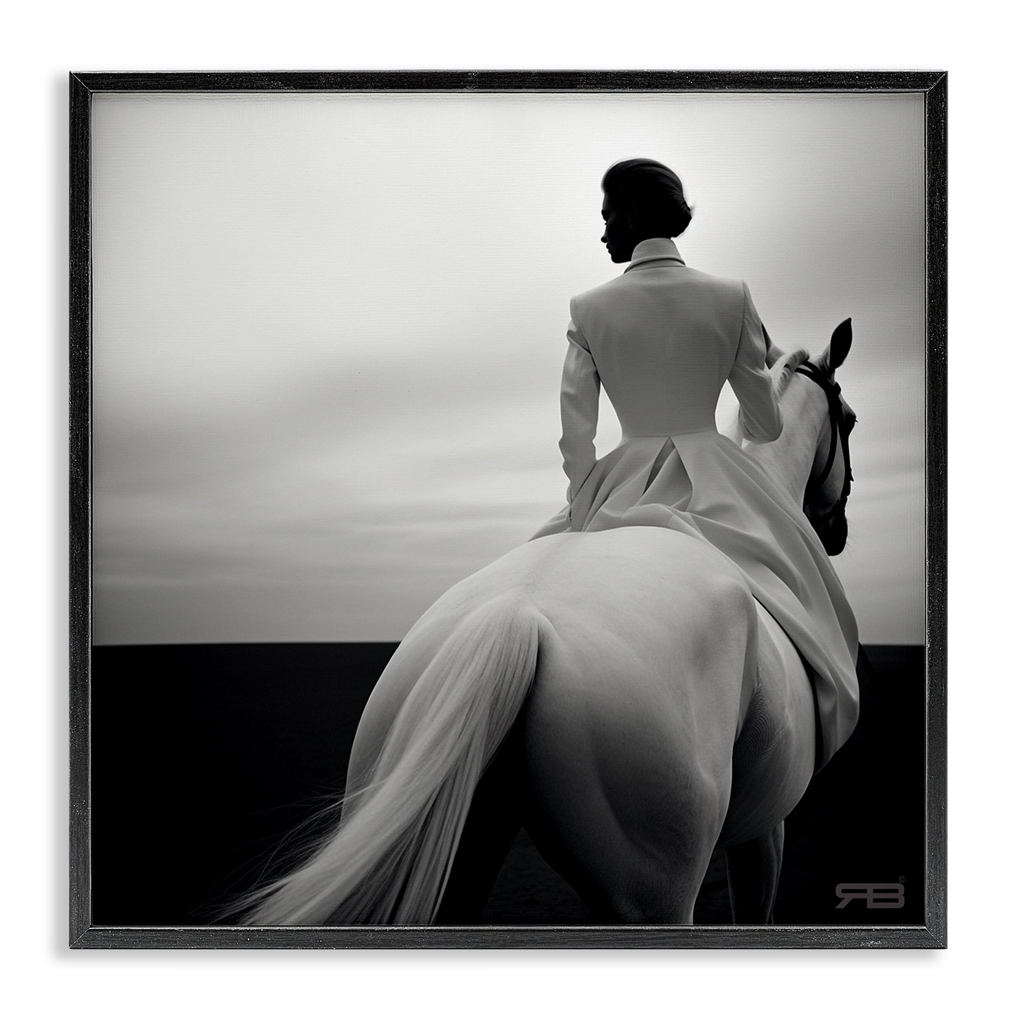 Stupell Industries Riding Horse into Horizon People Painting Black Framed Art Print Wall Art, 17 x 17