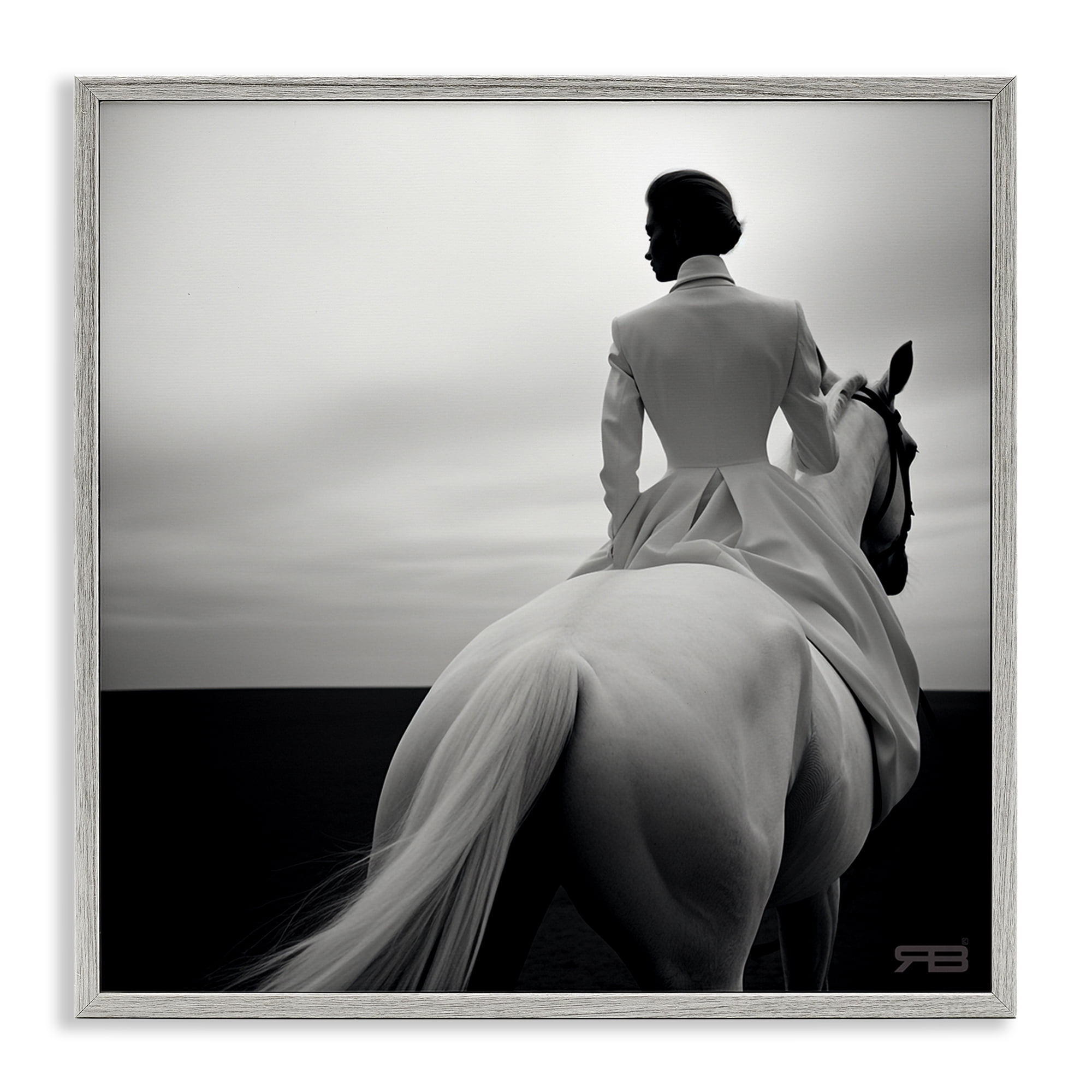 Stupell Industries Riding Horse into Horizon People Painting Gray Framed Art Print Wall Art, 12 x 12