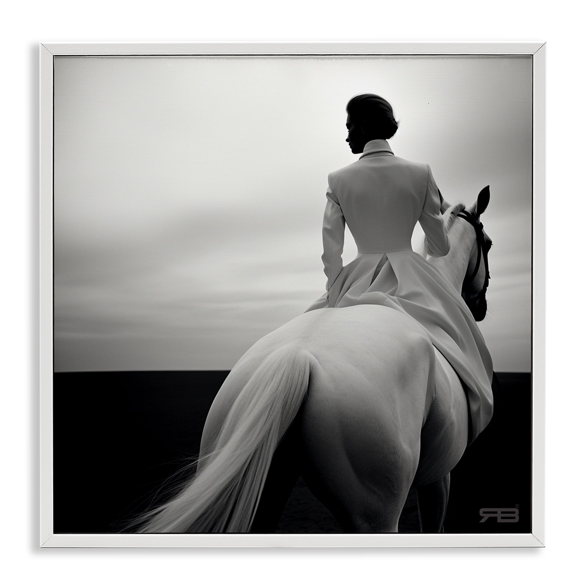 Stupell Industries Riding Horse into Horizon People Painting White Framed Art Print Wall Art, 12 x 12