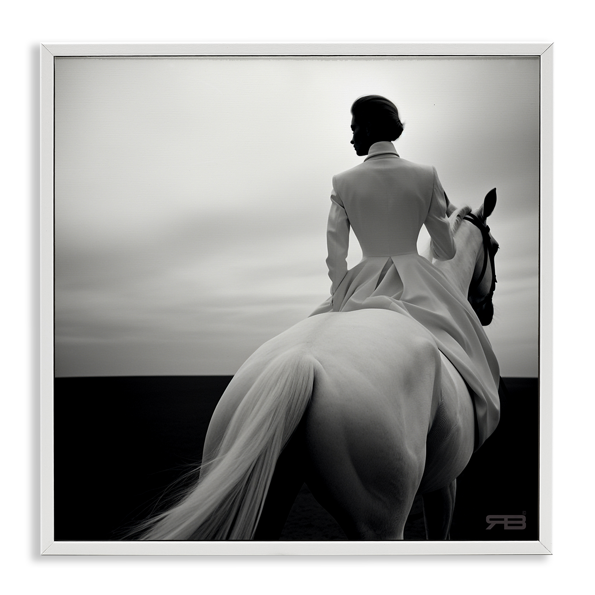 Stupell Industries Riding Horse into Horizon People Painting White Framed Art Print Wall Art, 24 x 24