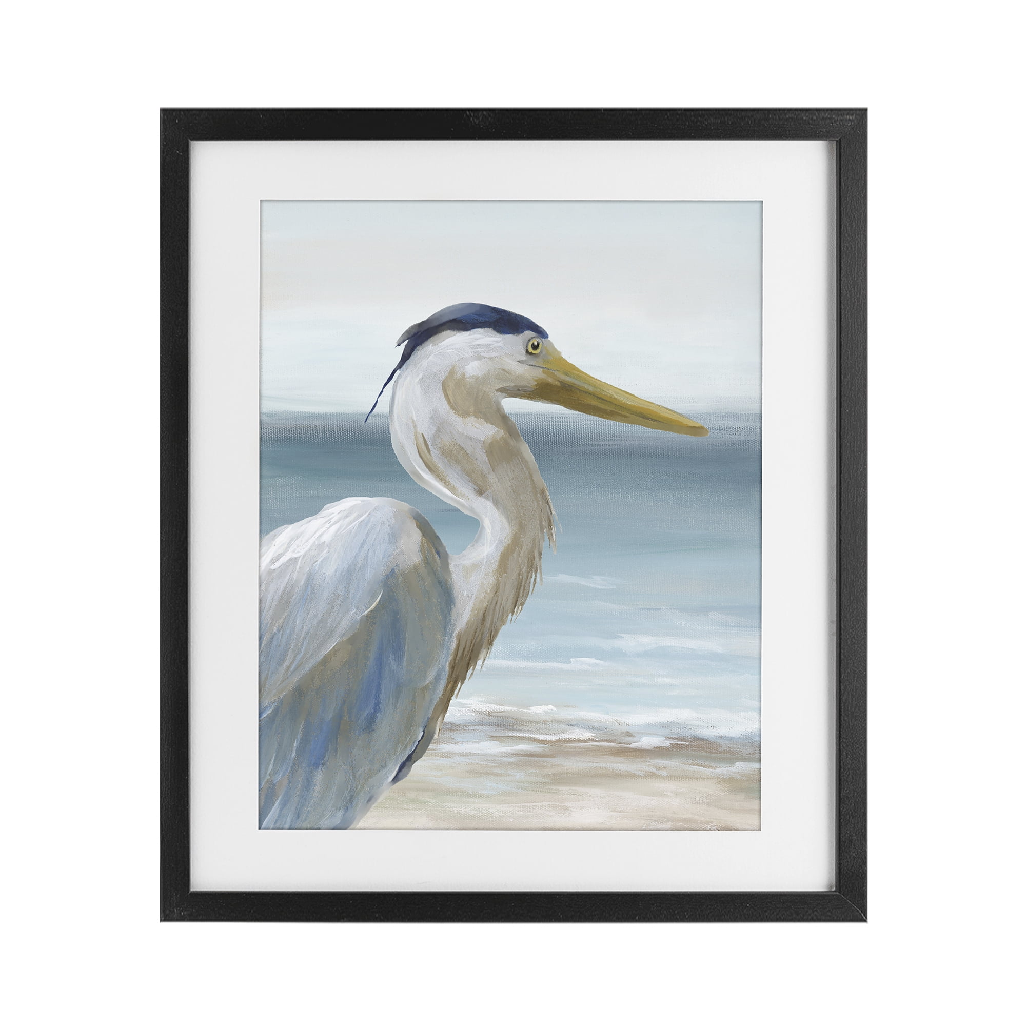 Stupell Industries Right Gazing Heron Black Framed Print Under Glass, design by Nan
