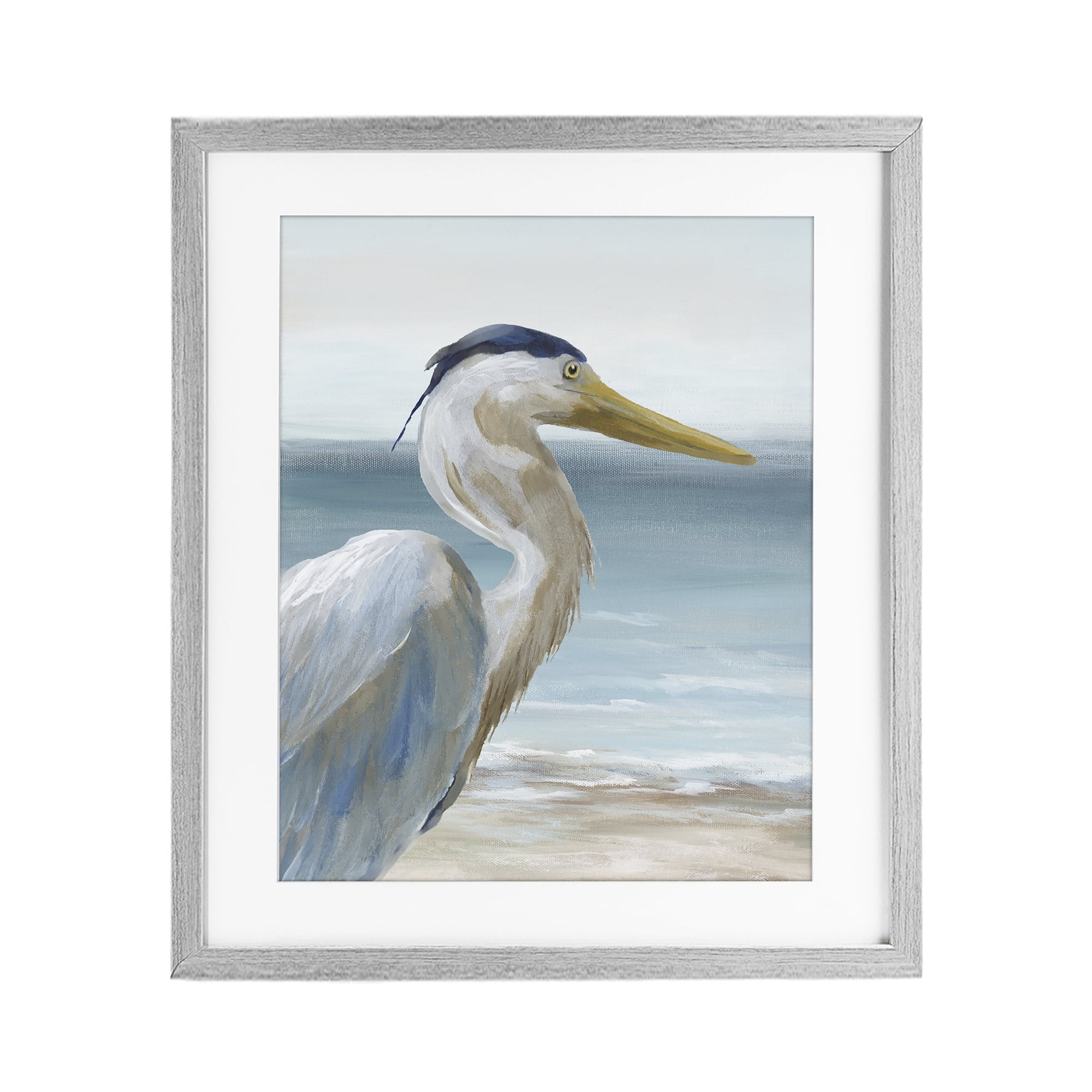 Stupell Industries Right Gazing Heron Gray Framed Print Under Glass, design by Nan