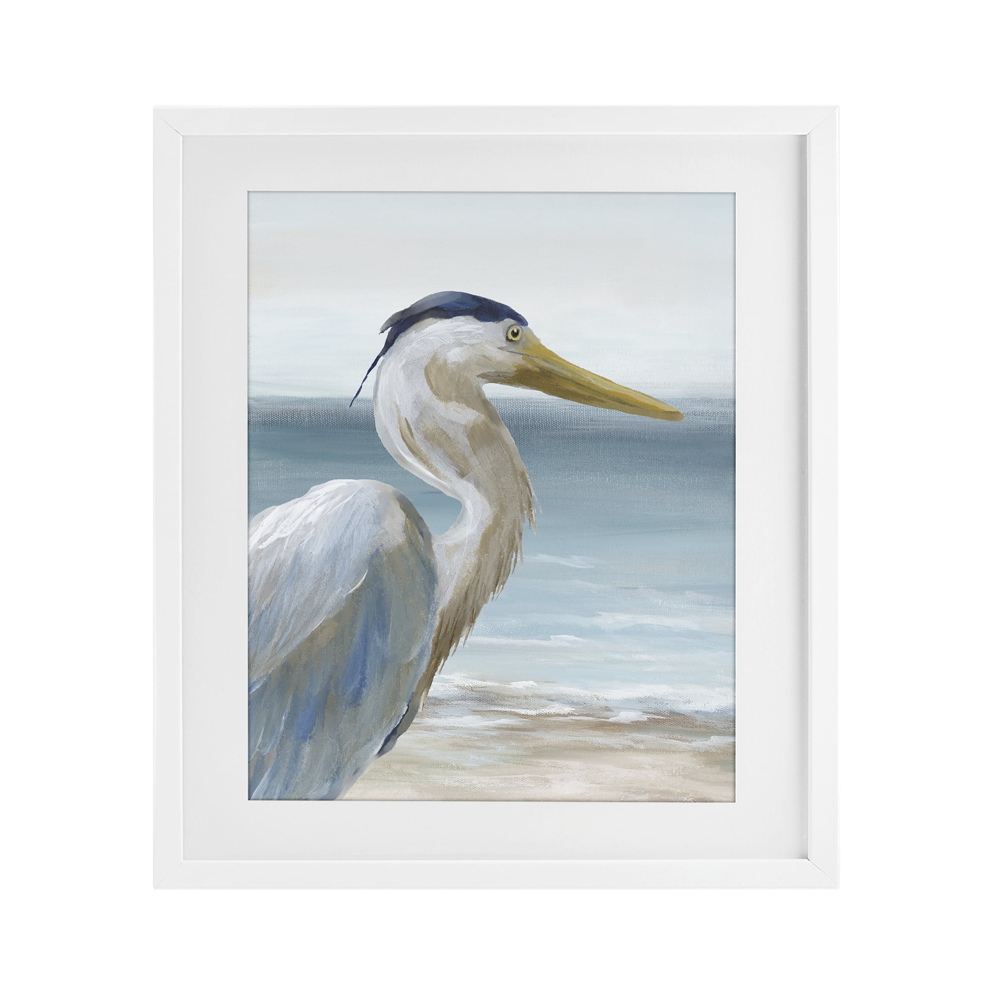 Stupell Industries Right Gazing Heron White Framed Print Under Glass, design by Nan