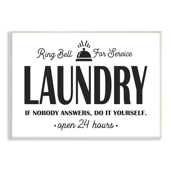 Stupell Industries Ring Bell for Service Sign Sassy Laundry Phrase, 13 x 19, Designed by Lettered and Lined
