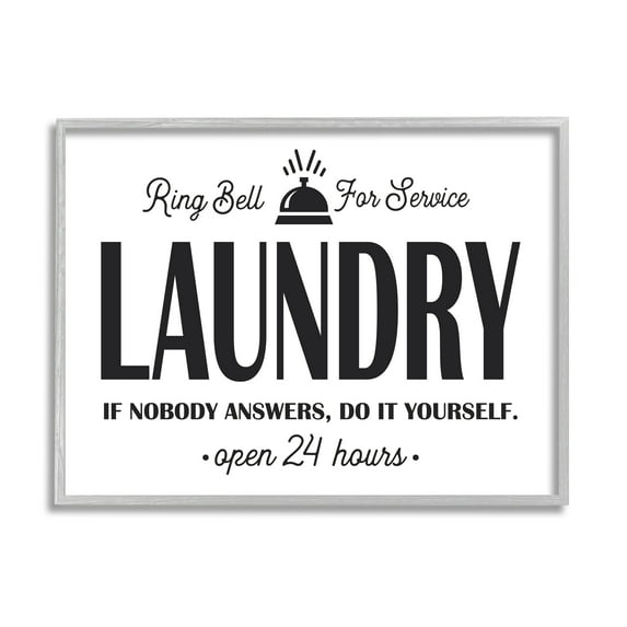 Stupell Industries Ring Bell for Service Sign Sassy Laundry Phrase, 16 x 20, Designed by Lettered and Lined