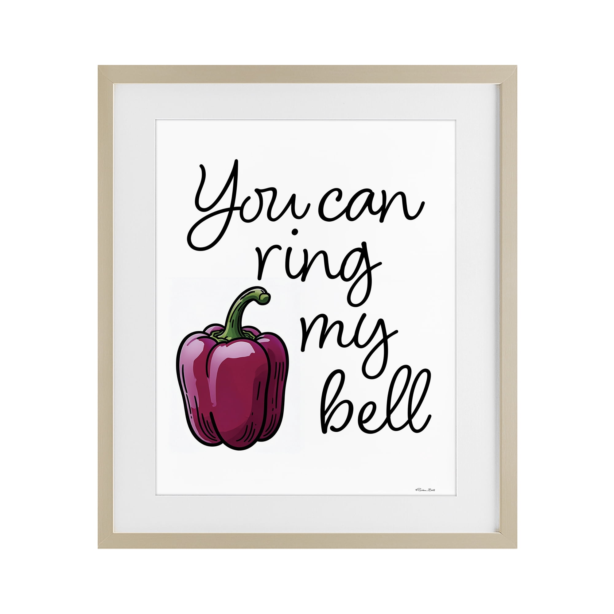 Stupell Industries Ring My Bell Pepper Birch Framed Print Under Glass, design by Susan Ball