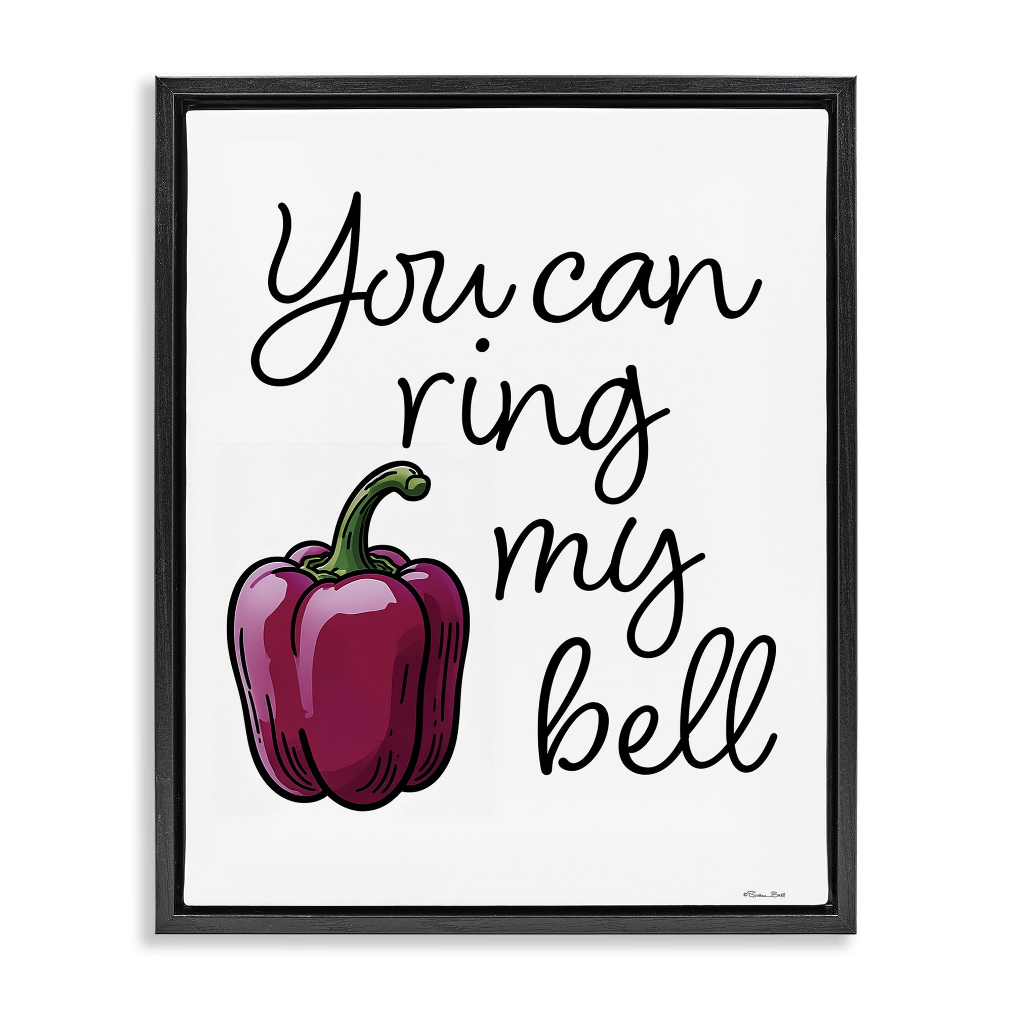 Stupell Industries Ring My Bell Pepper Black Framed Floater Canvas Wall Art, design by Susan Ball