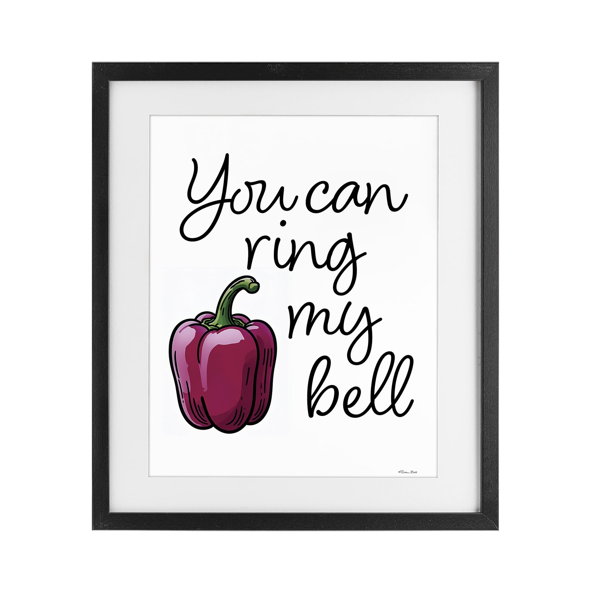 Stupell Industries Ring My Bell Pepper Black Framed Print Under Glass, design by Susan Ball