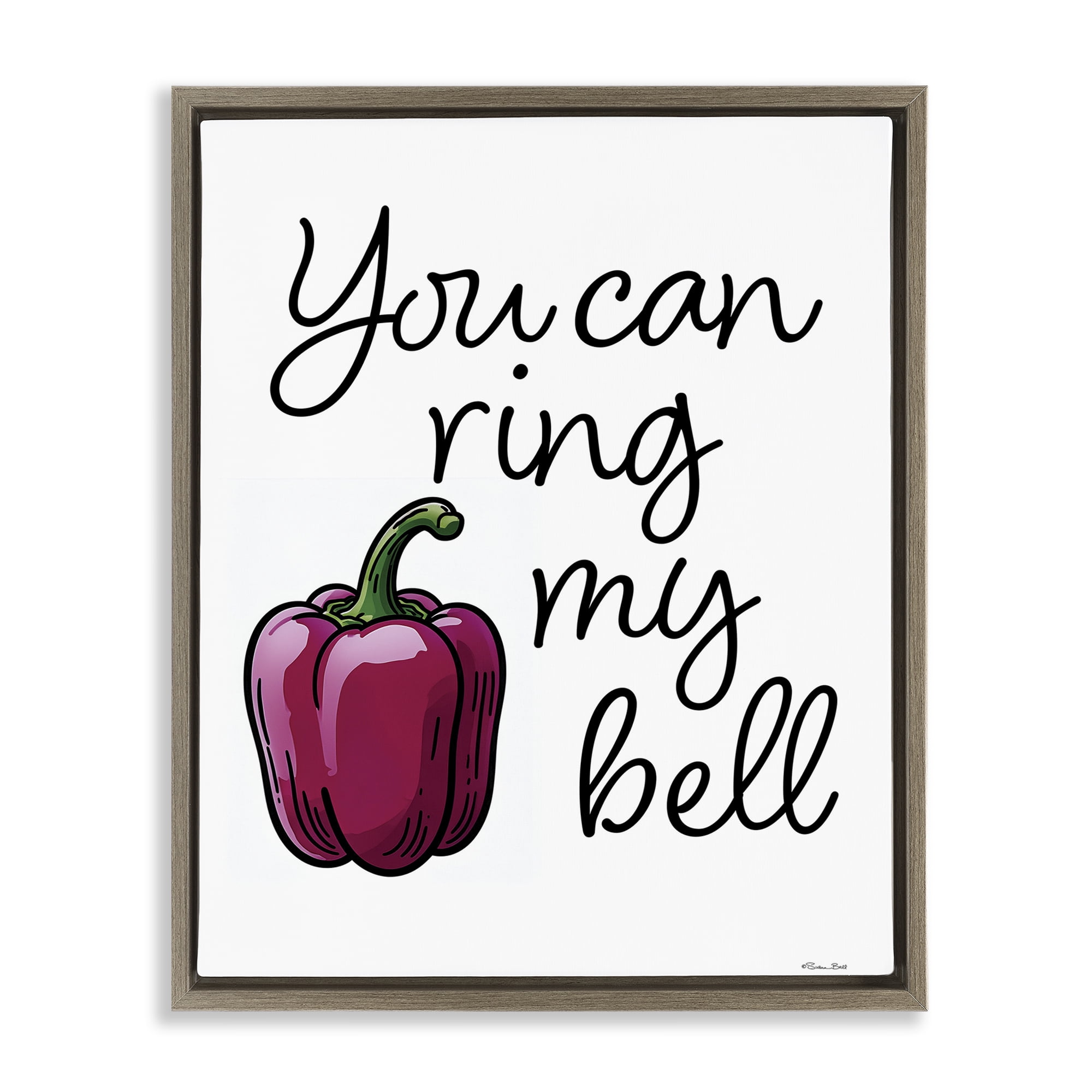 Stupell Industries Ring My Bell Pepper Brown Framed Floater Canvas Wall Art, design by Susan Ball
