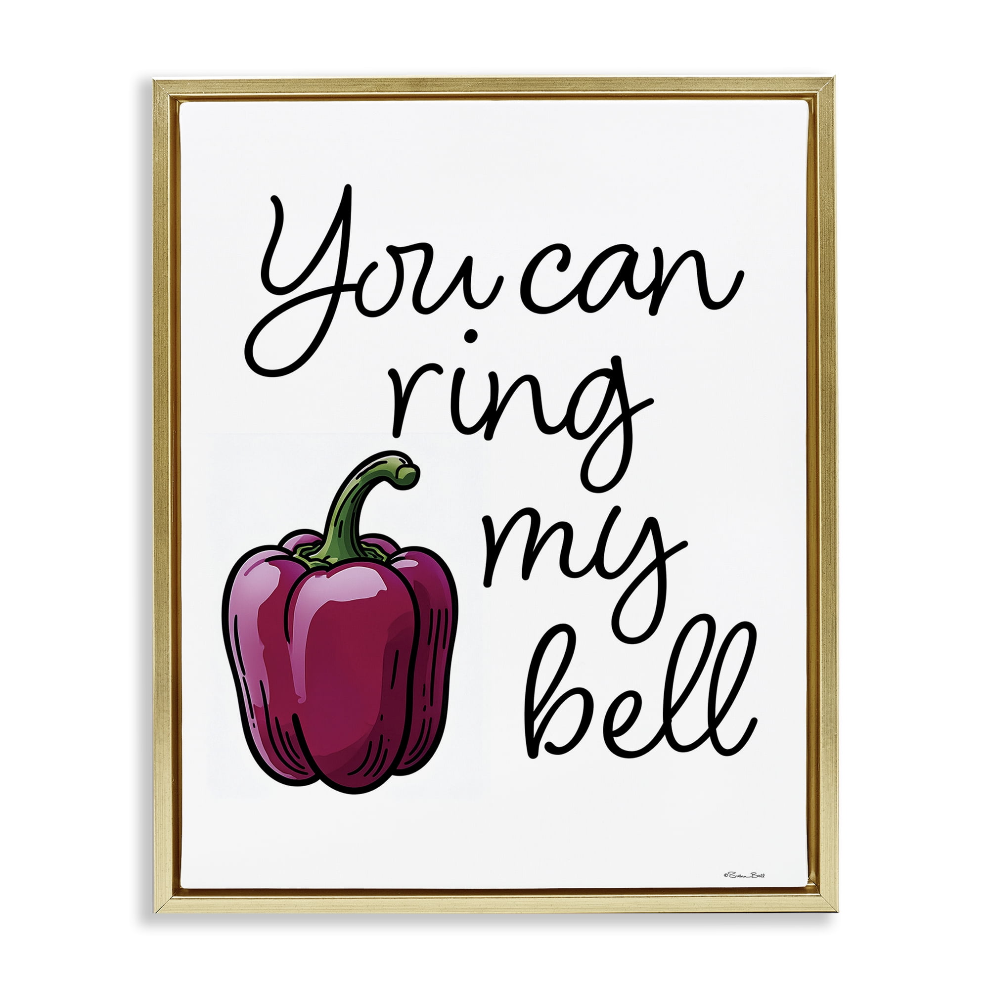 Stupell Industries Ring My Bell Pepper Gold Framed Floater Canvas Wall Art, design by Susan Ball
