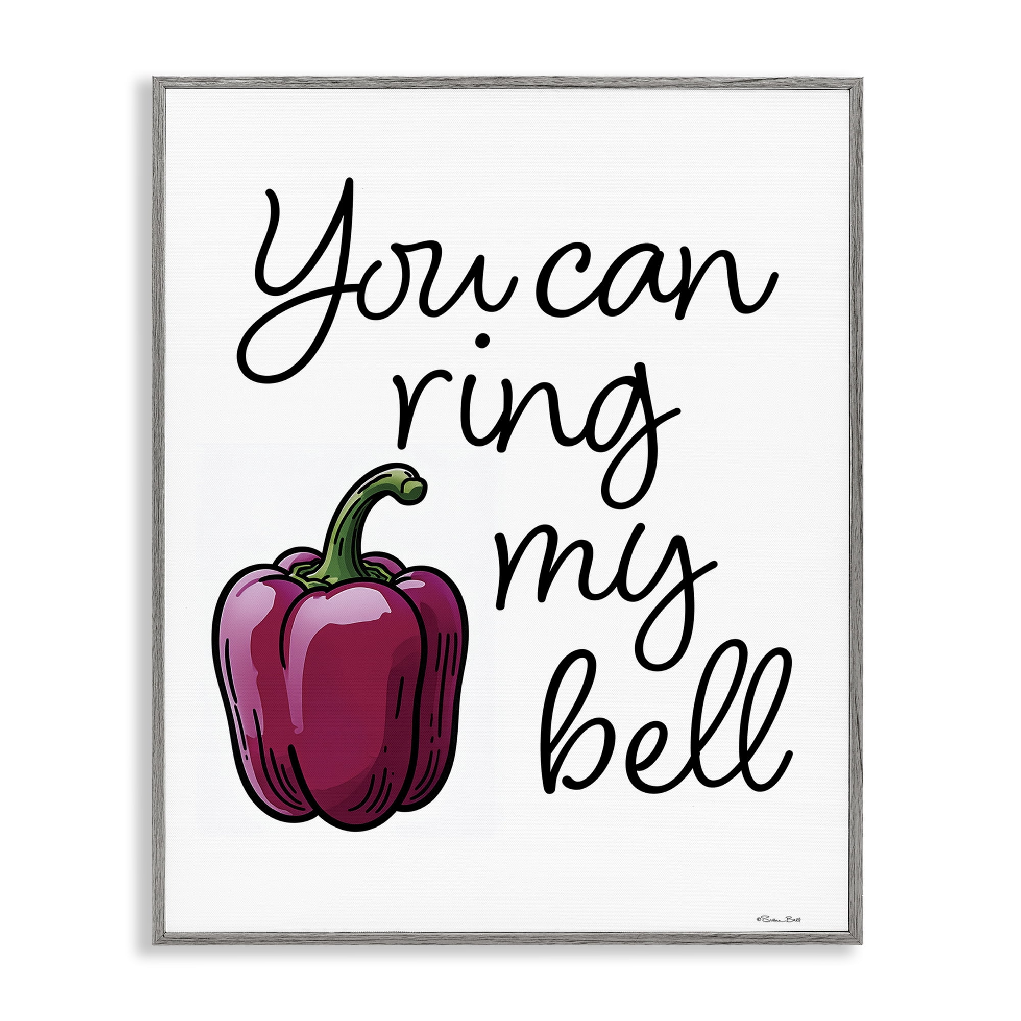 Stupell Industries Ring My Bell Pepper Gray Framed Giclee Art, design by Susan Ball