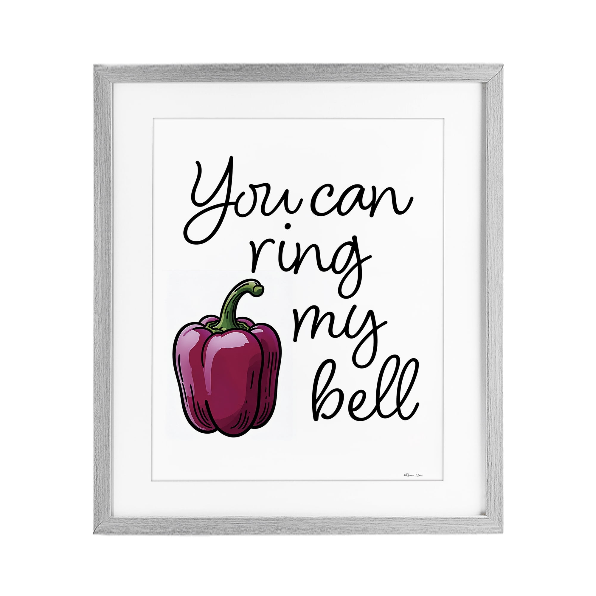 Stupell Industries Ring My Bell Pepper Gray Framed Print Under Glass, design by Susan Ball