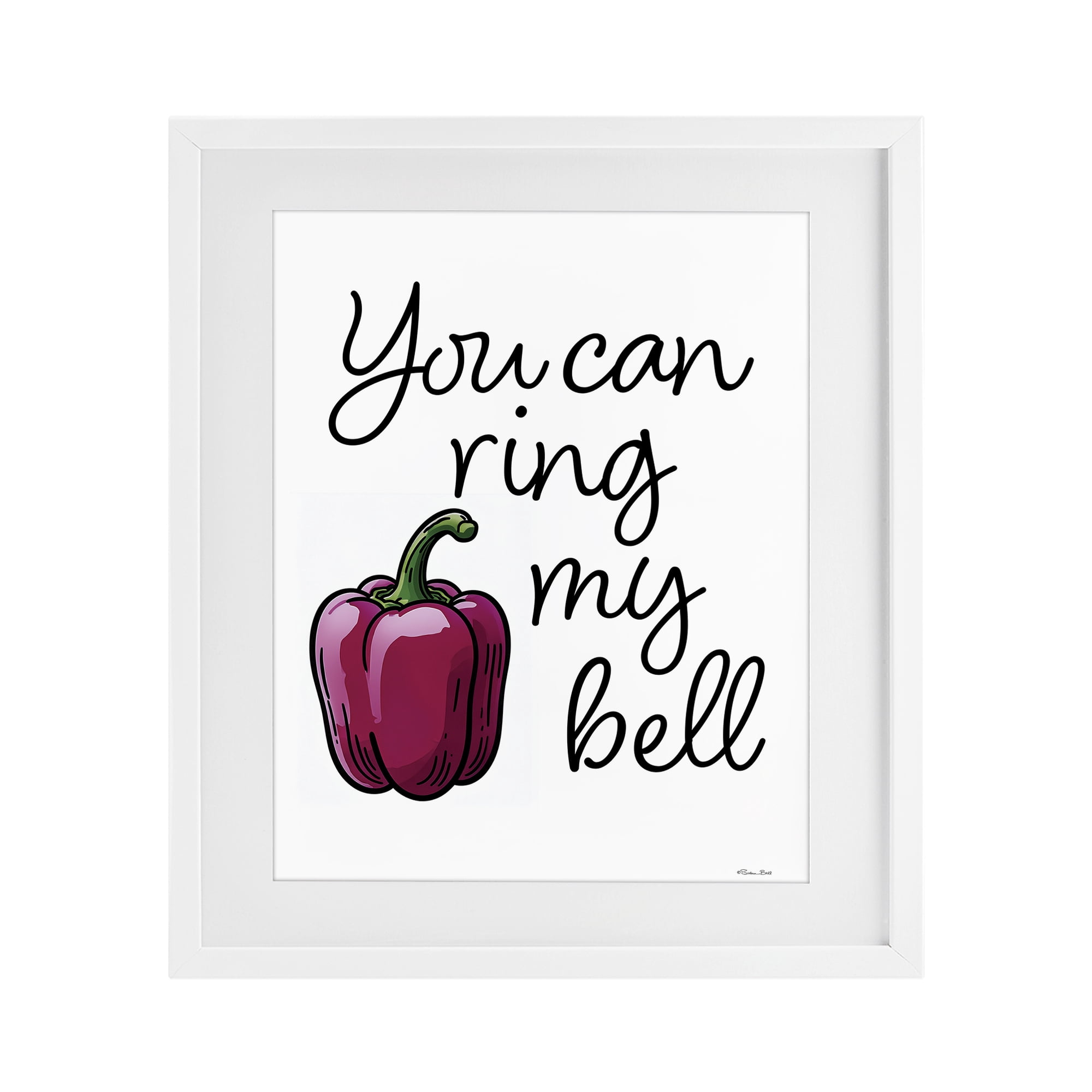 Stupell Industries Ring My Bell Pepper White Framed Print Under Glass, design by Susan Ball