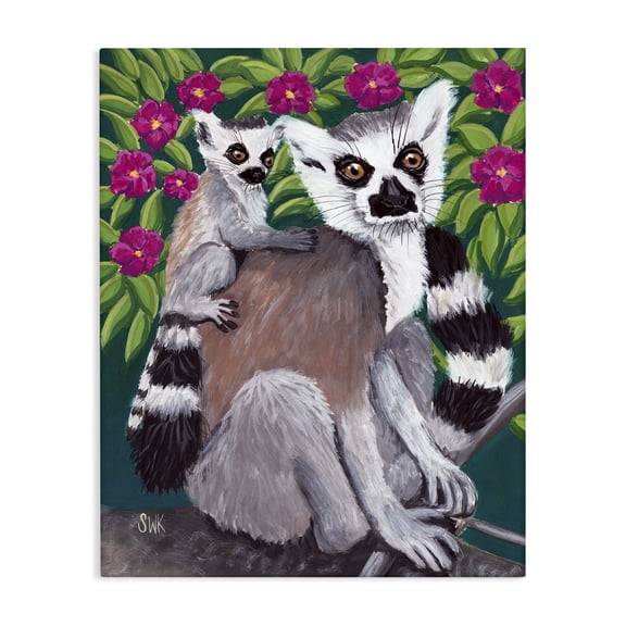 Stupell Industries Ring Tailed Lemur Mama & Baby Canvas Wall Art, design by Sarah Waldron Kimball