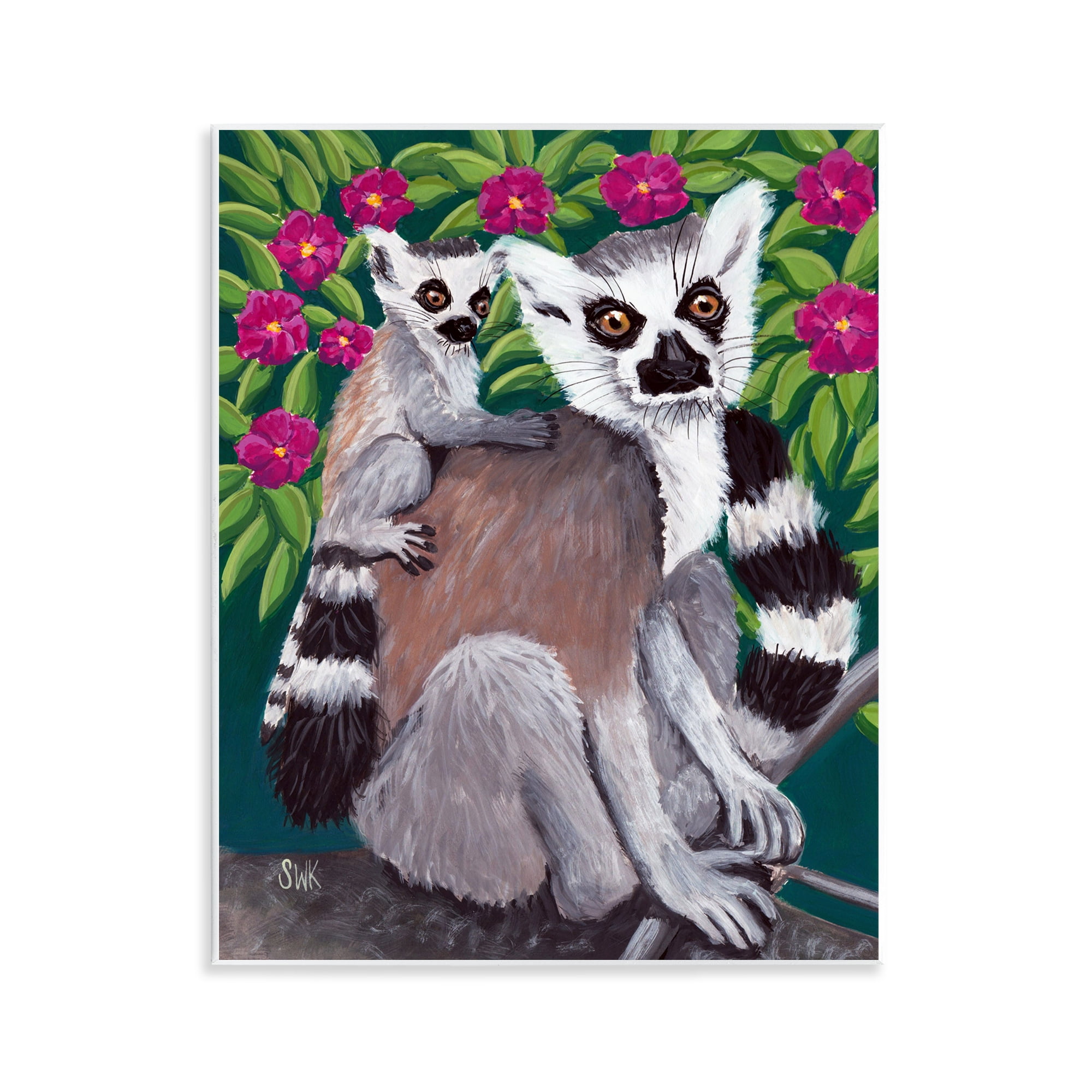 Stupell Industries Ring Tailed Lemur Mama & Baby Wall Plaque Art, design by Sarah Waldron Kimball