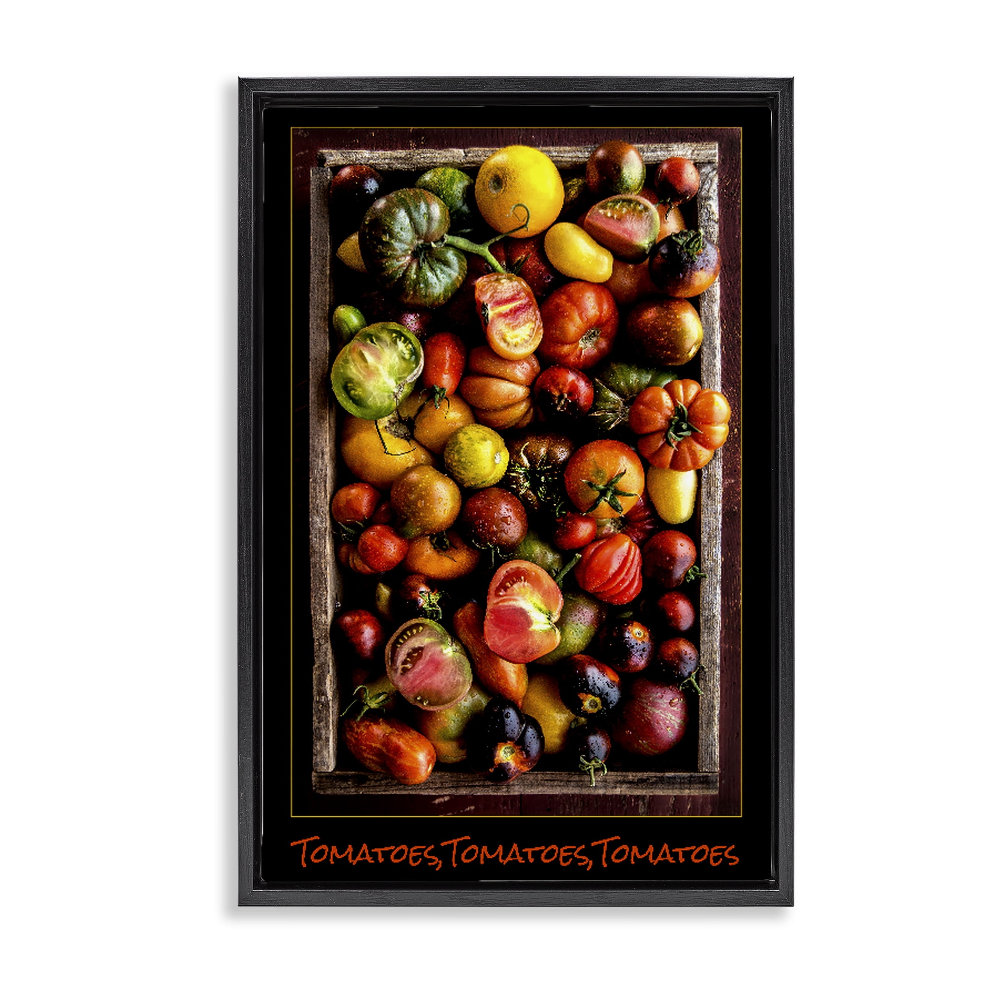 Stupell Industries Ripe & Bountiful Tomato Harvest Black Framed Floater Canvas Wall Art, design by Carl Kravats