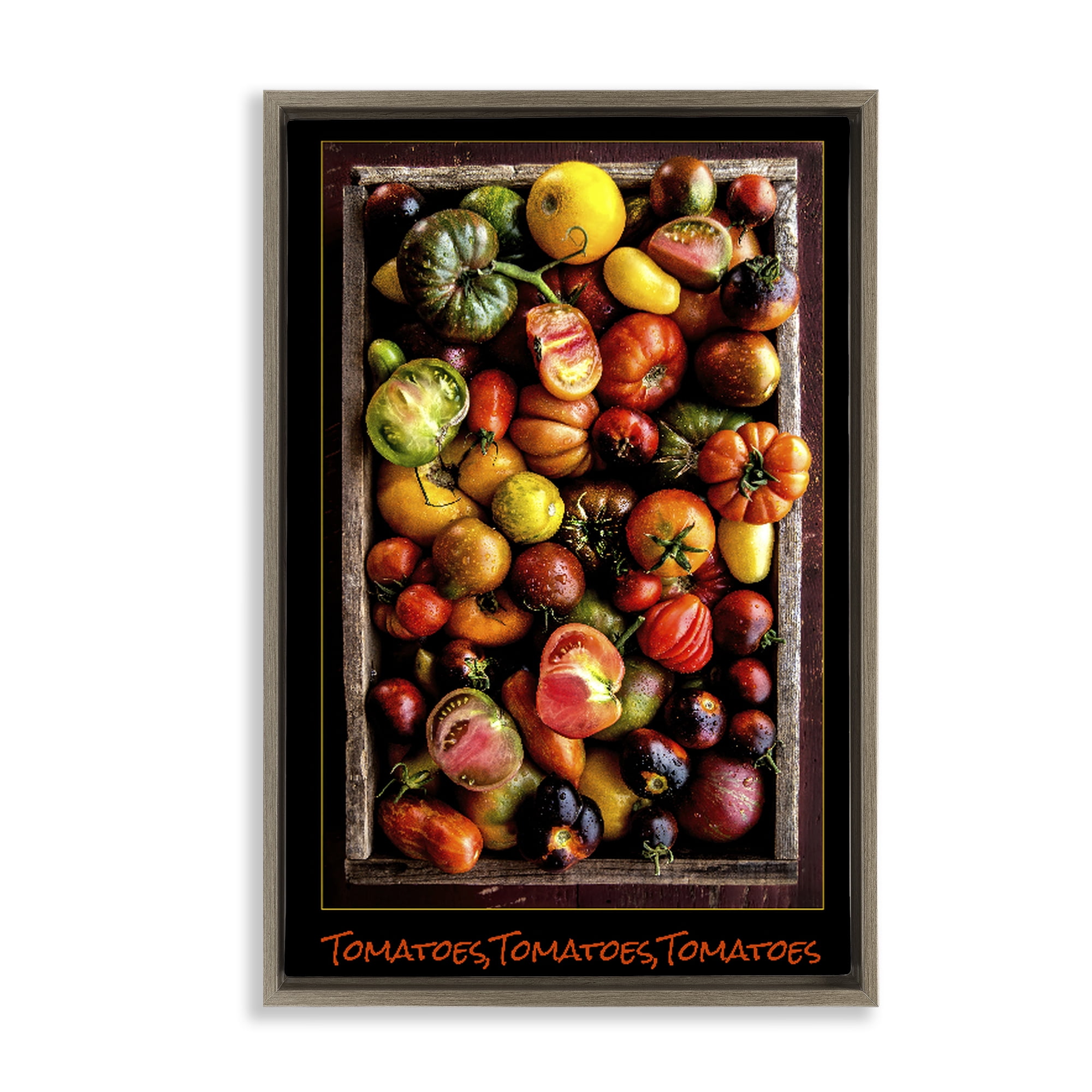 Stupell Industries Ripe & Bountiful Tomato Harvest Brown Framed Floater Canvas Wall Art, design by Carl Kravats