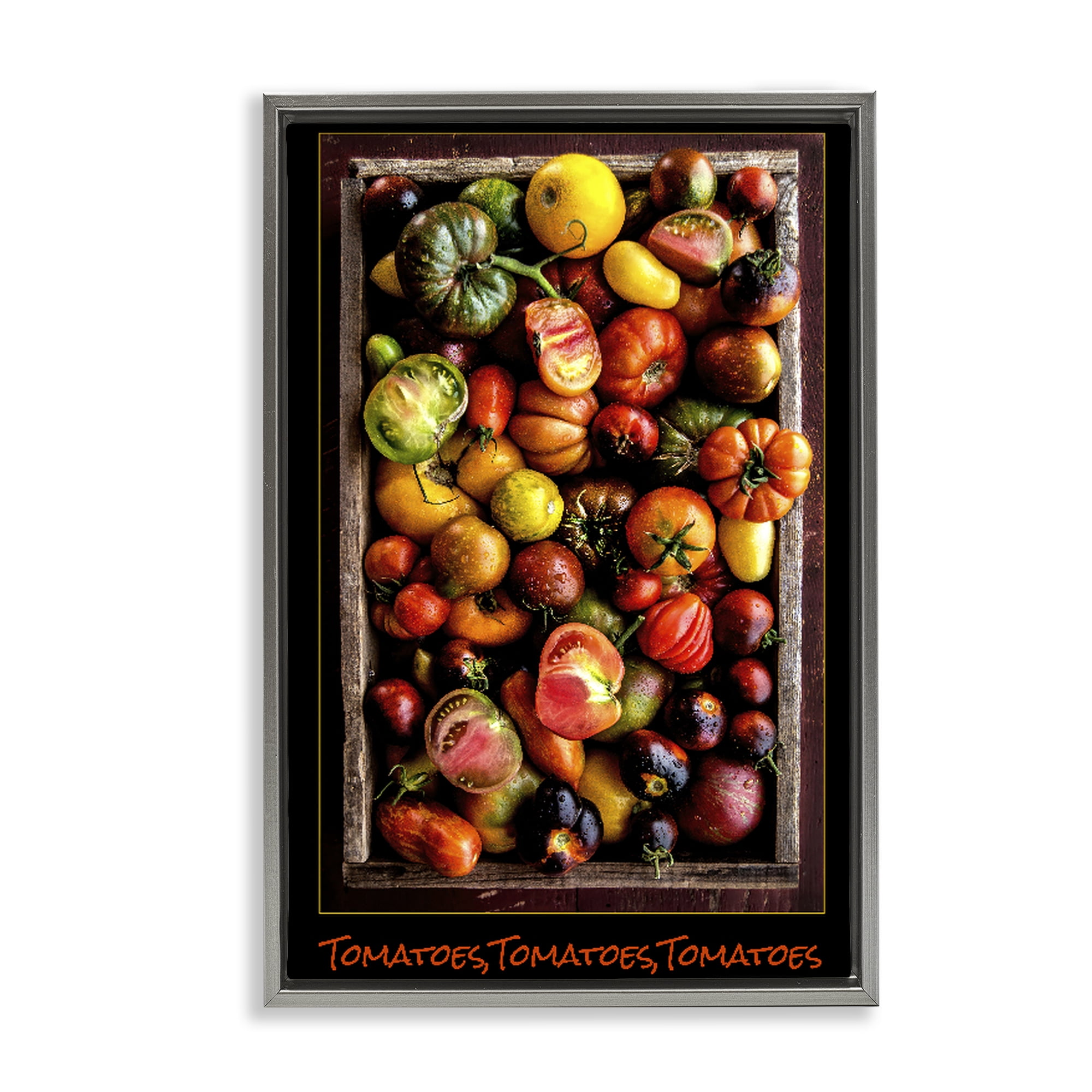 Stupell Industries Ripe & Bountiful Tomato Harvest Gray Framed Floater Canvas Wall Art, design by Carl Kravats