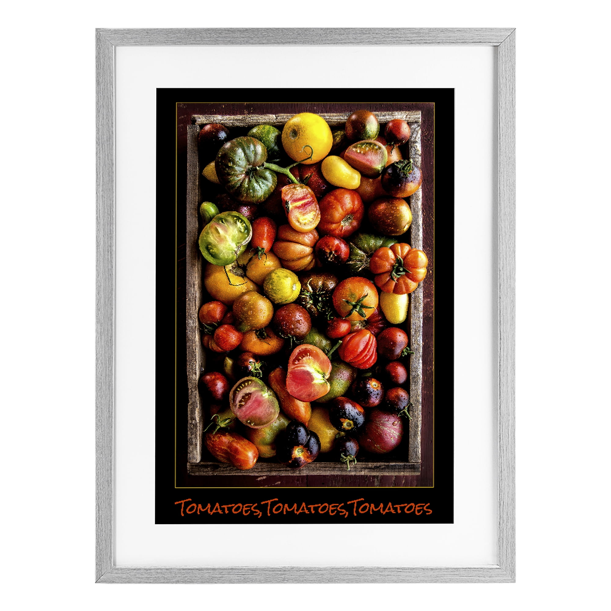 Stupell Industries Ripe & Bountiful Tomato Harvest Gray Framed Print Under Glass, design by Carl Kravats