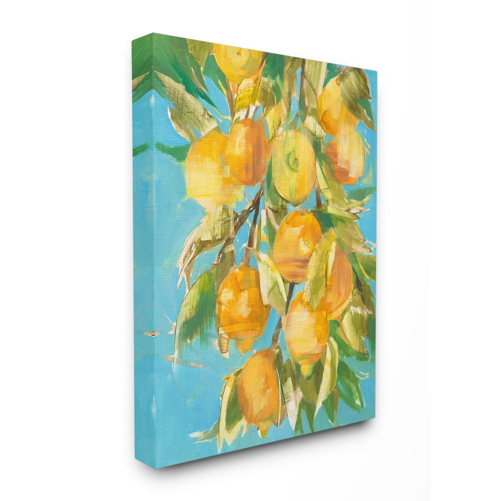 Stupell Industries Ripe Lemon Tree Distortion Yellow Blue Green Canvas Wall Art Design by Third and Wall