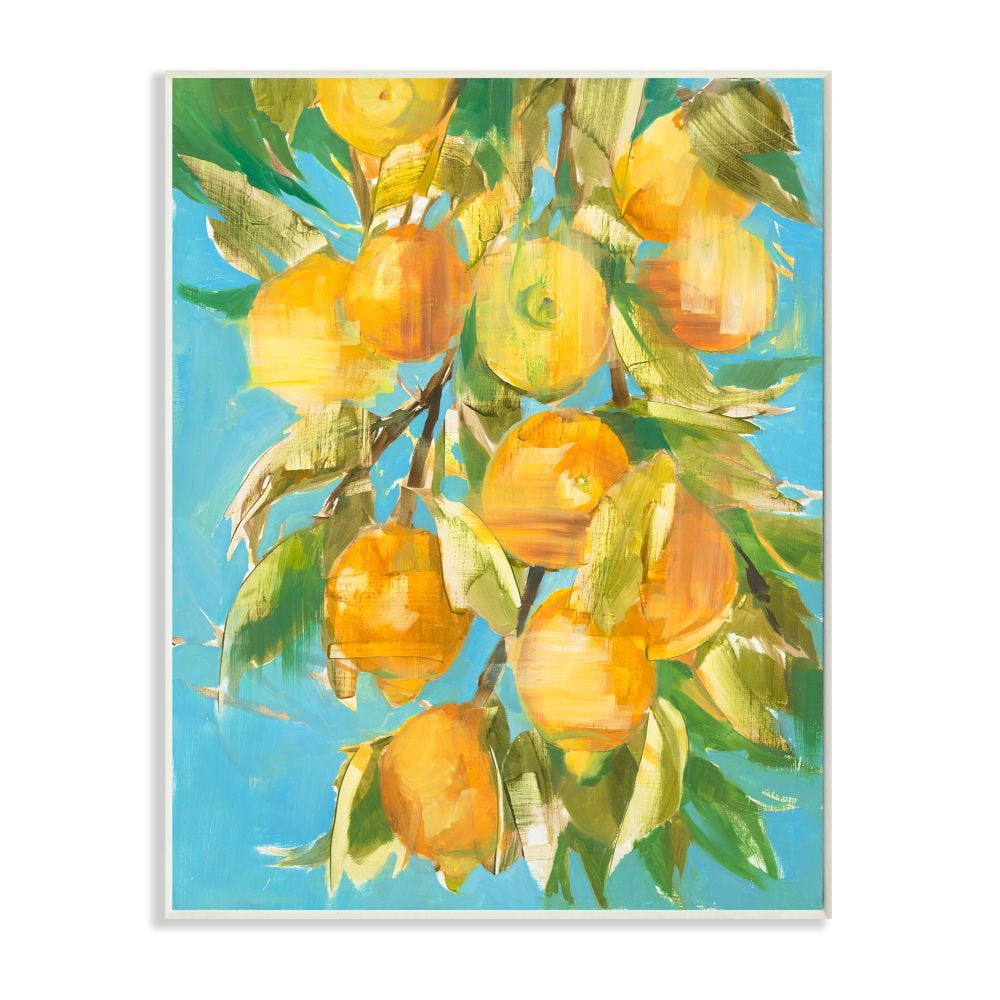 Stupell Industries Ripe Lemon Tree Distortion Yellow Blue Green Wall Plaque Design by Third and Wall