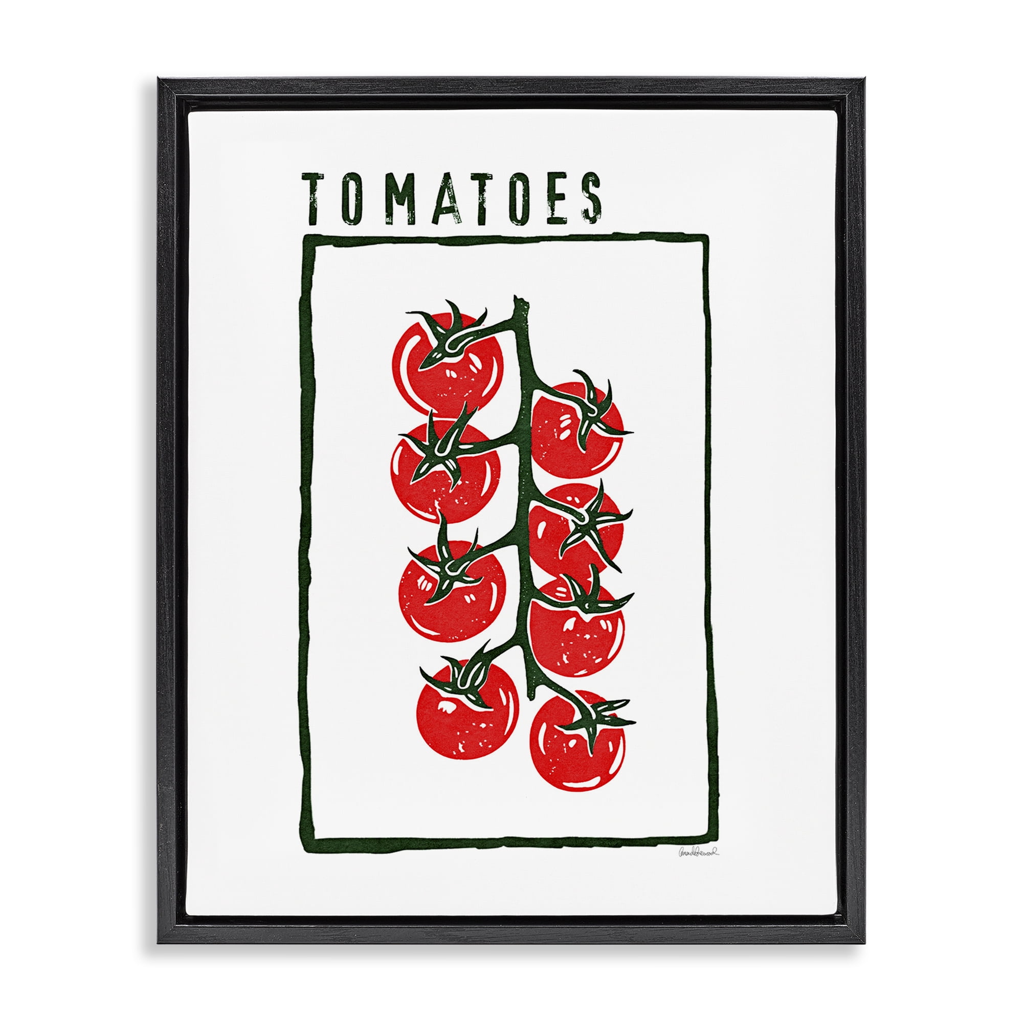 Stupell Industries Ripe Tomatoes Cluster Black Framed Floater Canvas Wall Art, design by Amanda Greenwood