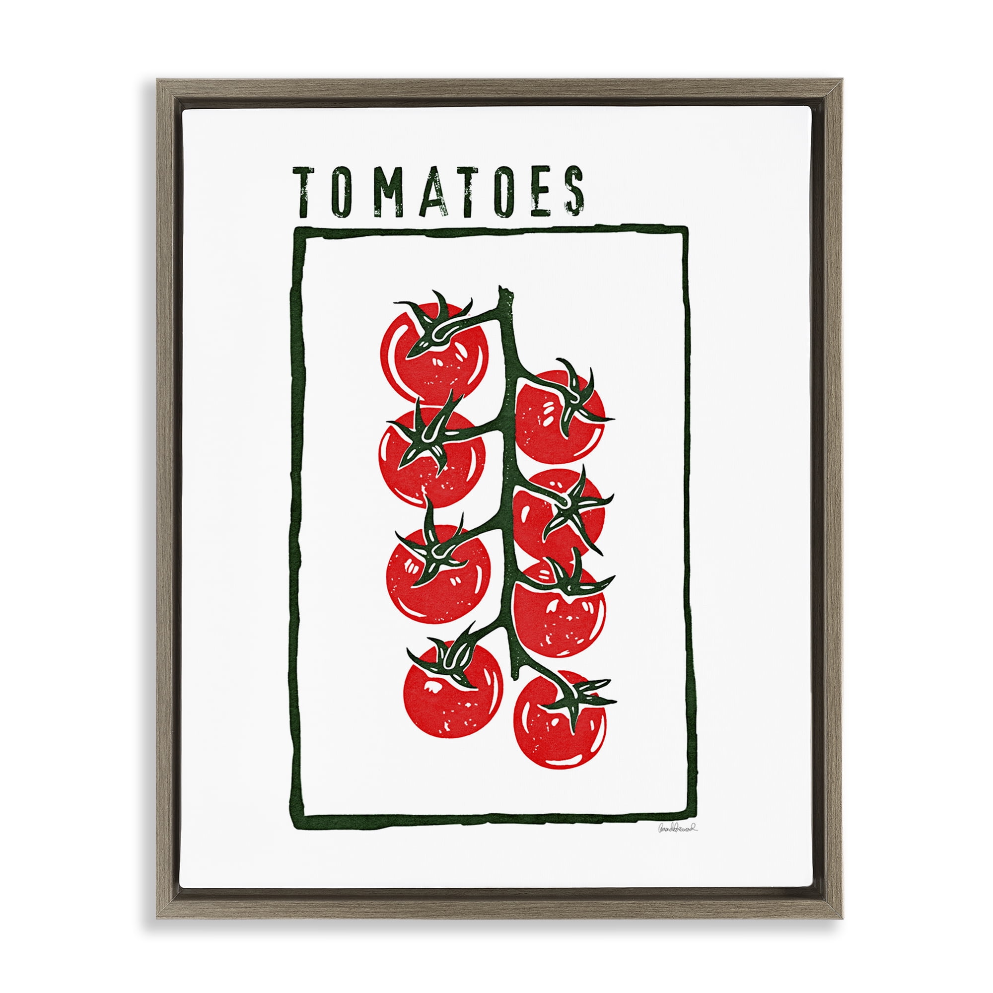 Stupell Industries Ripe Tomatoes Cluster Brown Framed Floater Canvas Wall Art, design by Amanda Greenwood