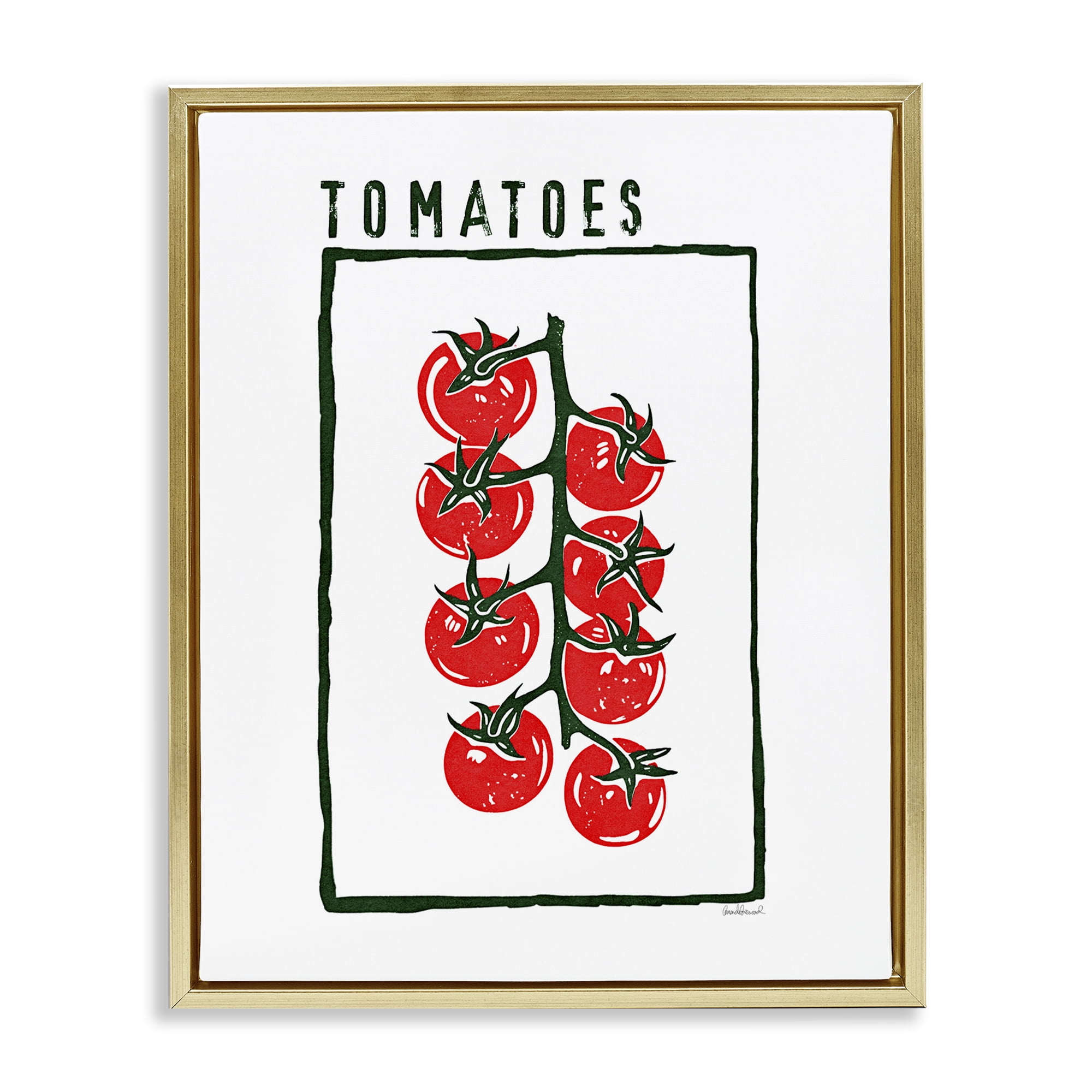 Stupell Industries Ripe Tomatoes Cluster Gold Framed Floater Canvas Wall Art, design by Amanda Greenwood
