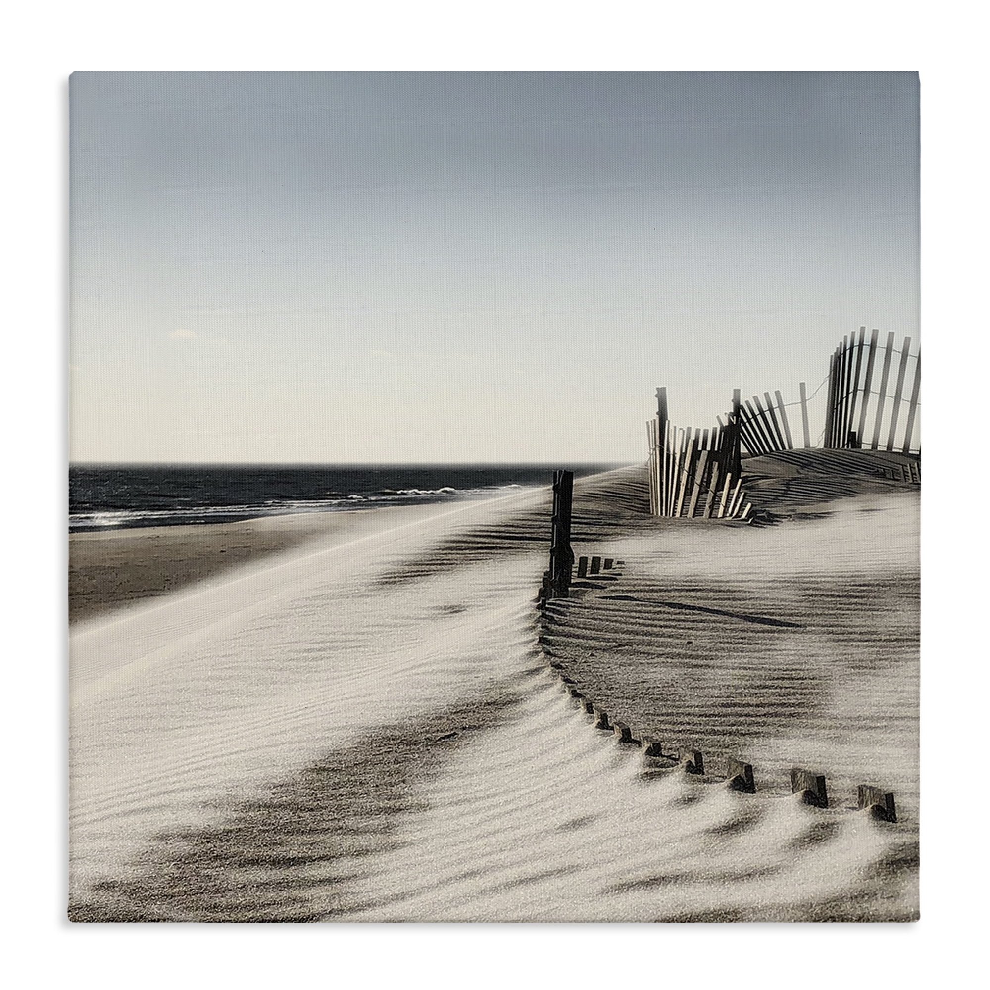 Stupell Industries Rippled Beach Fence Landscape Painting Gallery Wrapped Canvas Art Print Wall Art, 36 x 36