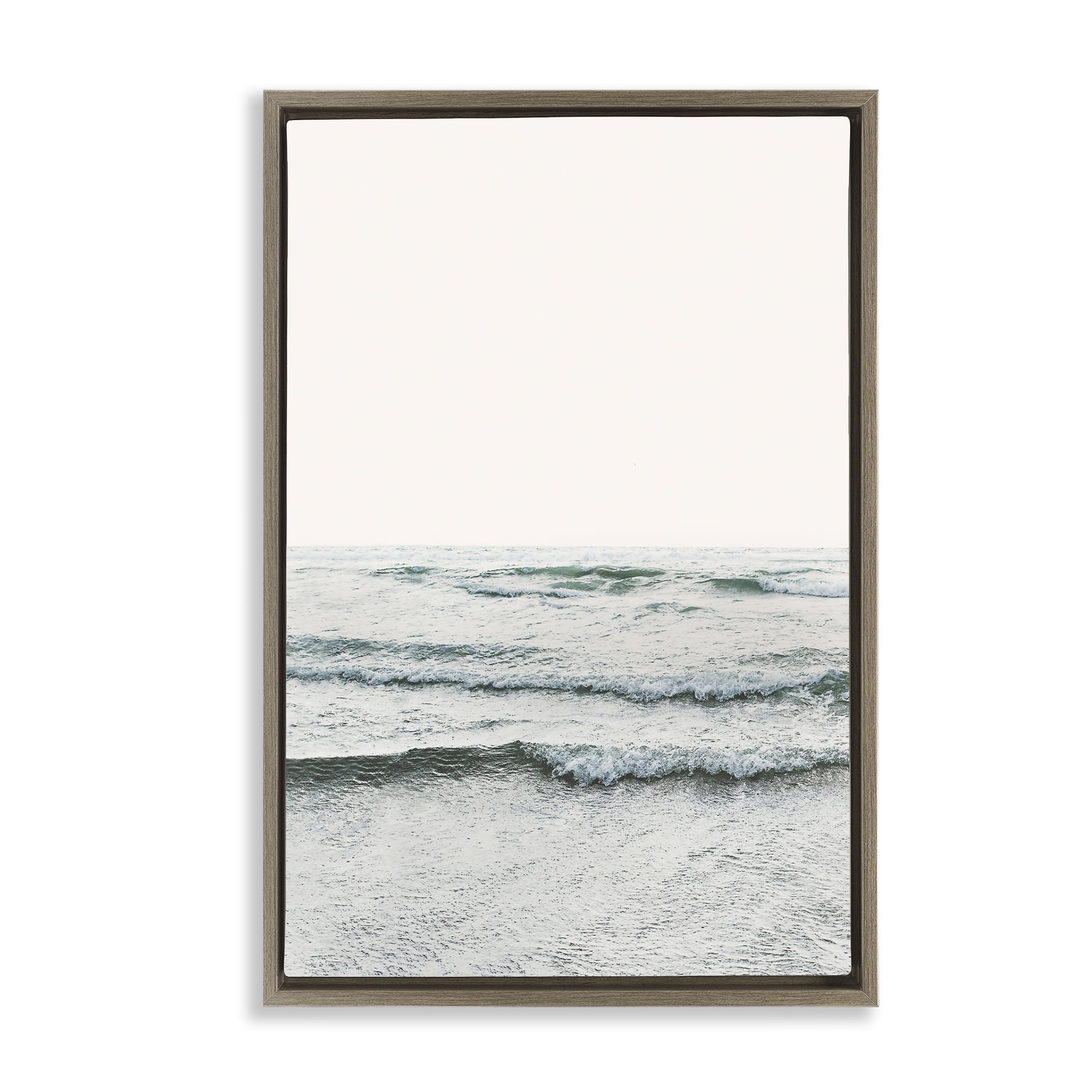 Stupell Industries Rippling Ocean Tide Nautical & Beach Photography Brown Floater Framed Canvas Art Print Wall Art, 21 x 31