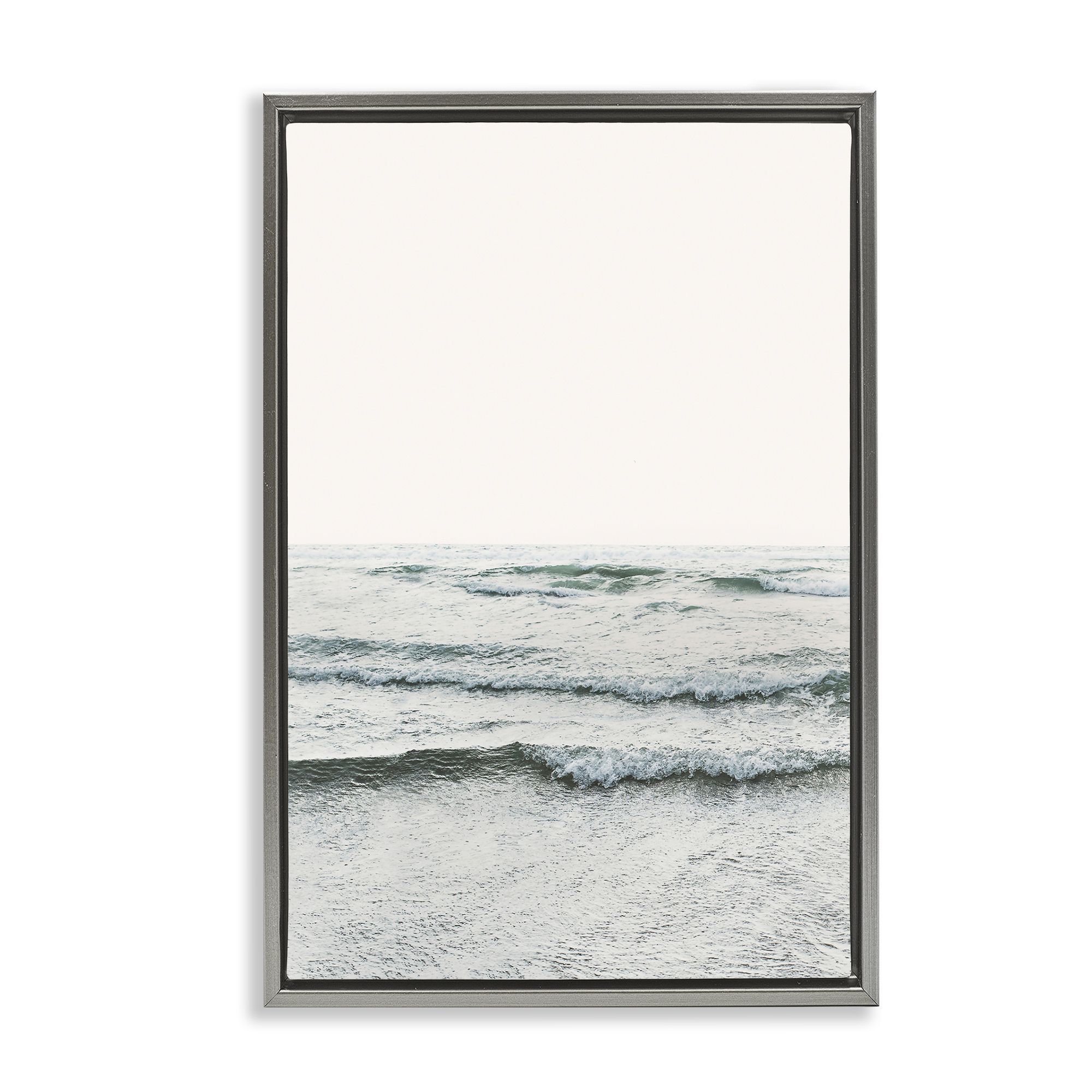 Stupell Industries Rippling Ocean Tide Nautical & Beach Photography Gray Floater Framed Canvas Art Print Wall Art, 17 x 25