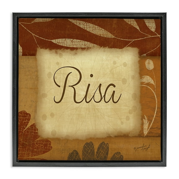 Stupell Industries Risa con Flores Tradicionales Typography and Symbols Painting Black Floater Framed Art Print Wall Art, 18 x 18