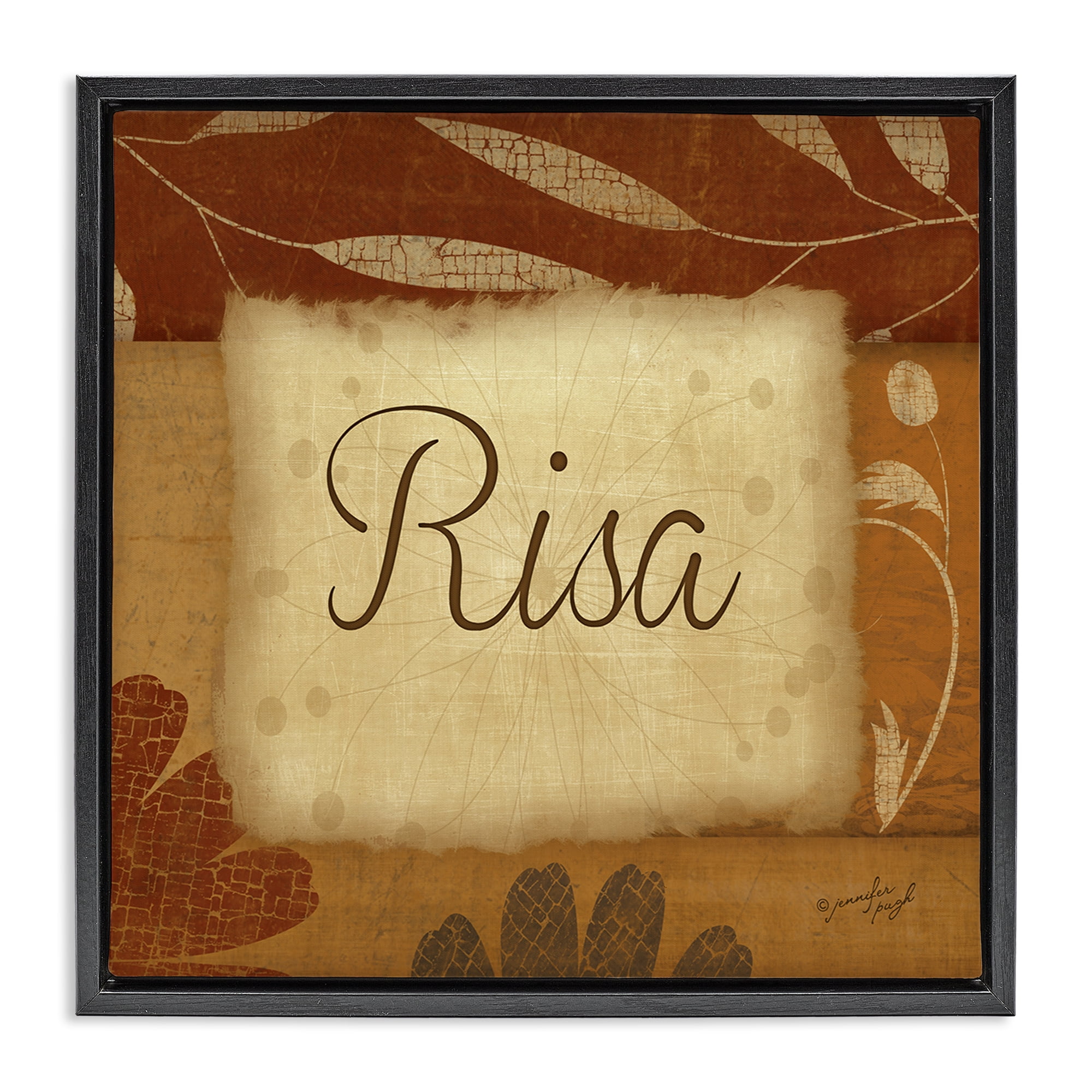 Stupell Industries Risa con Flores Tradicionales Typography and Symbols Painting Black Floater Framed Art Print Wall Art, 25 x 25