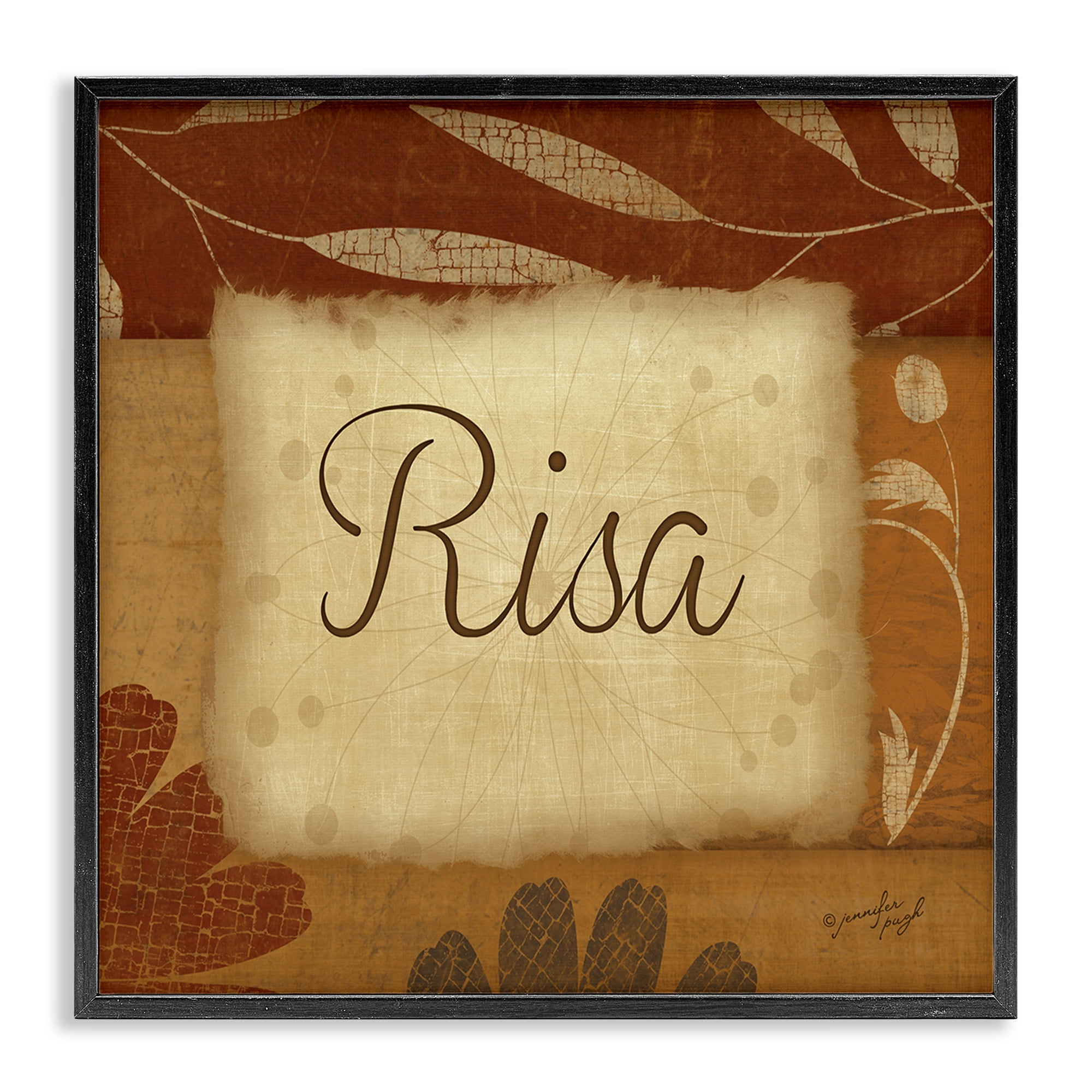 Stupell Industries Risa con Flores Tradicionales Typography and Symbols Painting Black Framed Art Print Wall Art, 17 x 17