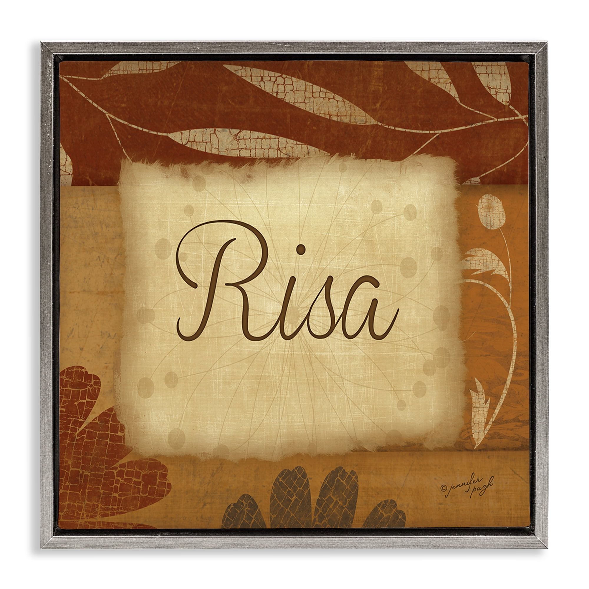 Stupell Industries Risa con Flores Tradicionales Typography and Symbols Painting Gray Floater Framed Art Print Wall Art, 18 x 18