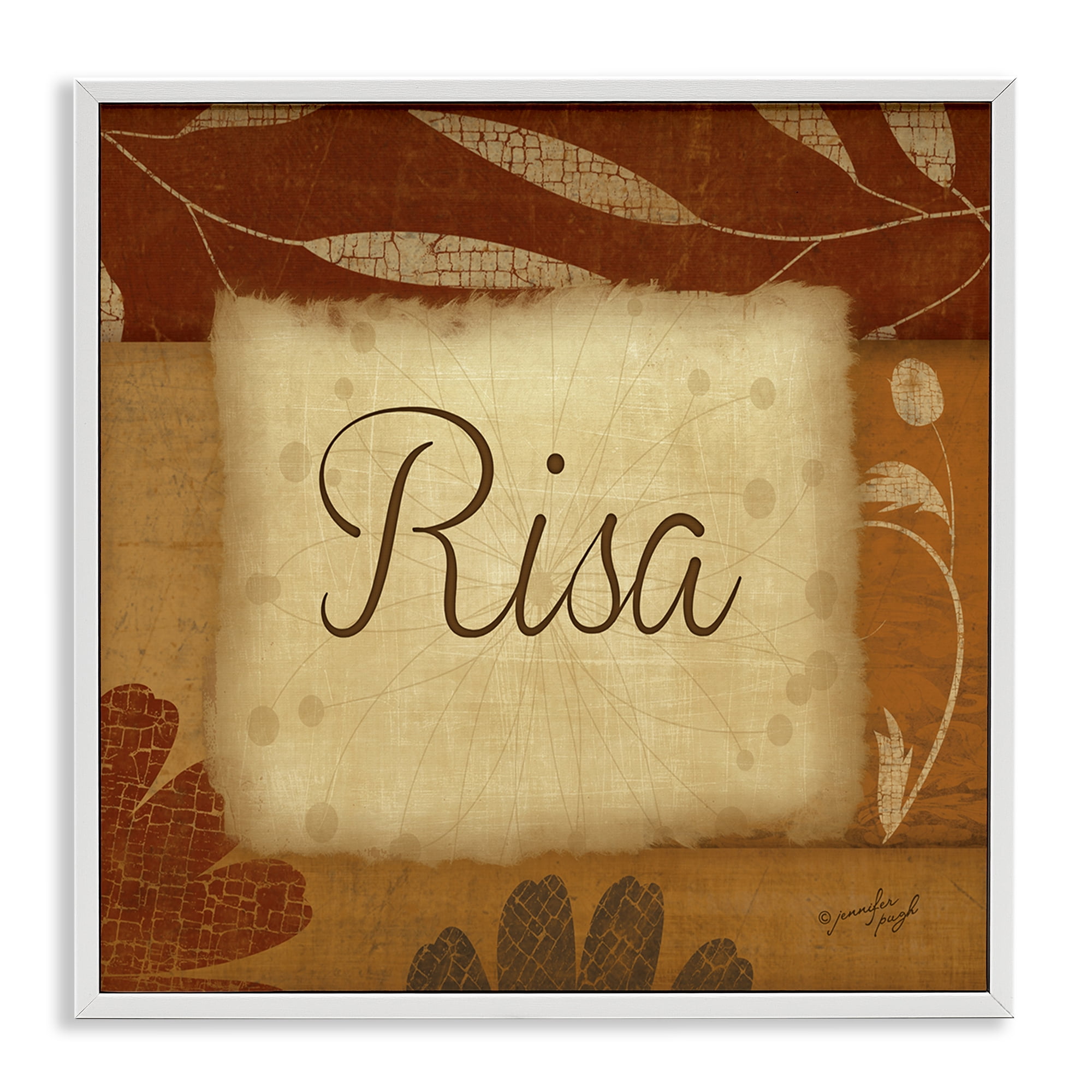 Stupell Industries Risa con Flores Tradicionales Typography and Symbols Painting White Framed Art Print Wall Art, 12 x 12