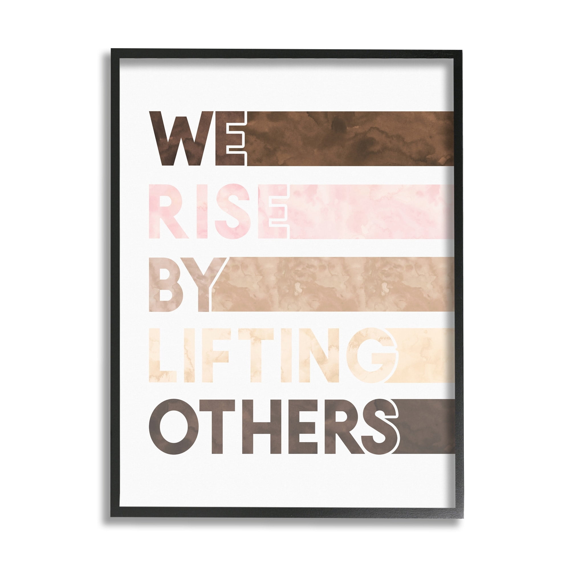 Stupell Industries Rise By Lifting Others Phrase Motivational Help Phrase Typography Painting Black Framed Art Print Wall Art, 16 x 20