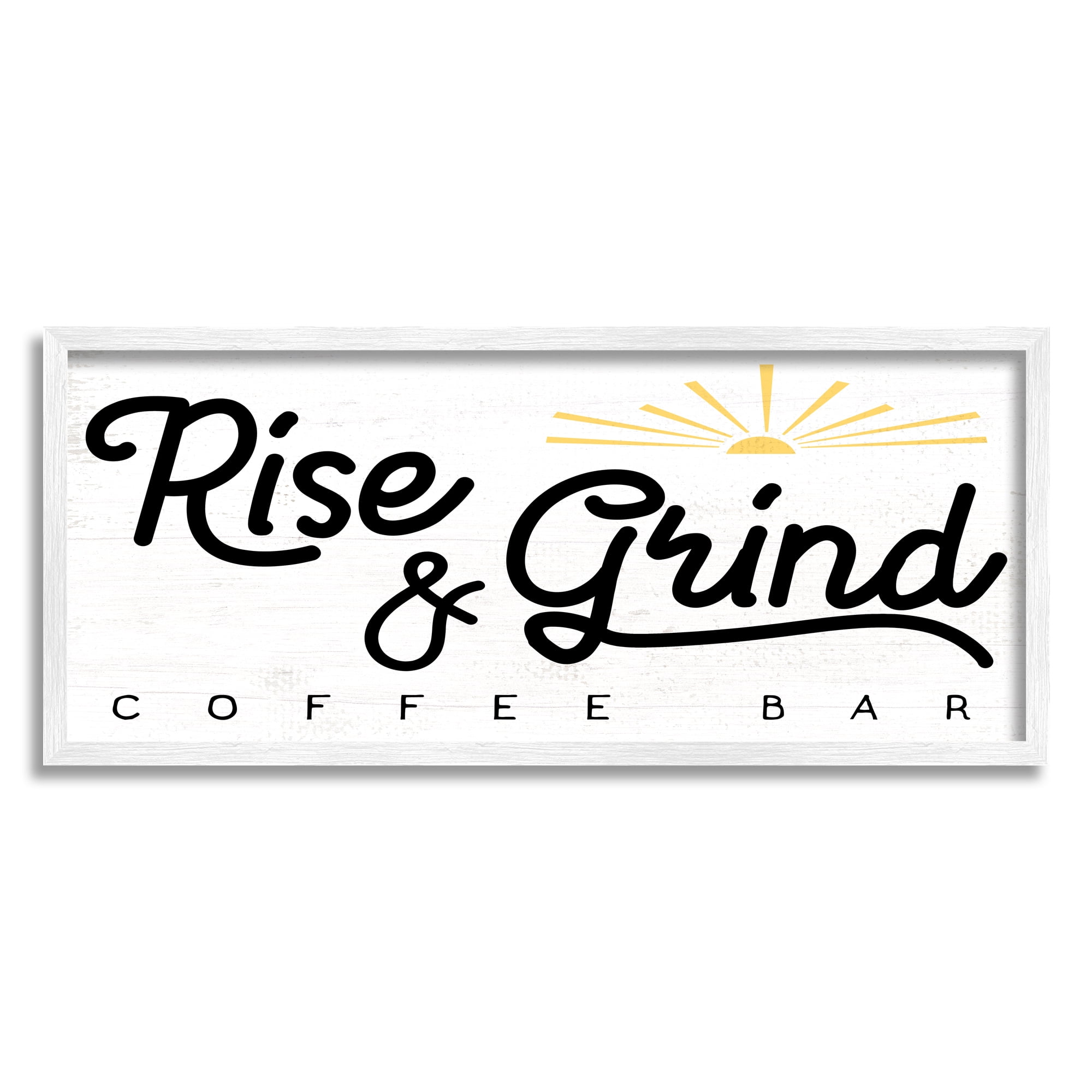 Stupell Industries Rise & Grind Coffee Bar Sign Rustic Sunrise, 24 x 10, Design by Daphne Polselli