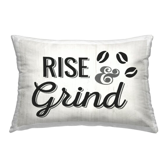 Stupell Industries Rise & Grind Coffee Beans Decorative Printed Throw Pillow Design by Natalie Carpentieri.