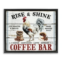 Stupell Industries Rise & Shine Coffee Bar Food & Beverage Painting Black Floater Framed Canvas Art Print Wall Art, 21 x 17