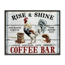 Stupell Industries Rise & Shine Coffee Bar Food & Beverage Painting Black Framed Art Print Wall Art, 14 x 11