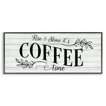 Stupell Industries Rise & Shine Coffee Time Food & Beverage Painting Black Framed Art Print Wall Art, 24 x 10
